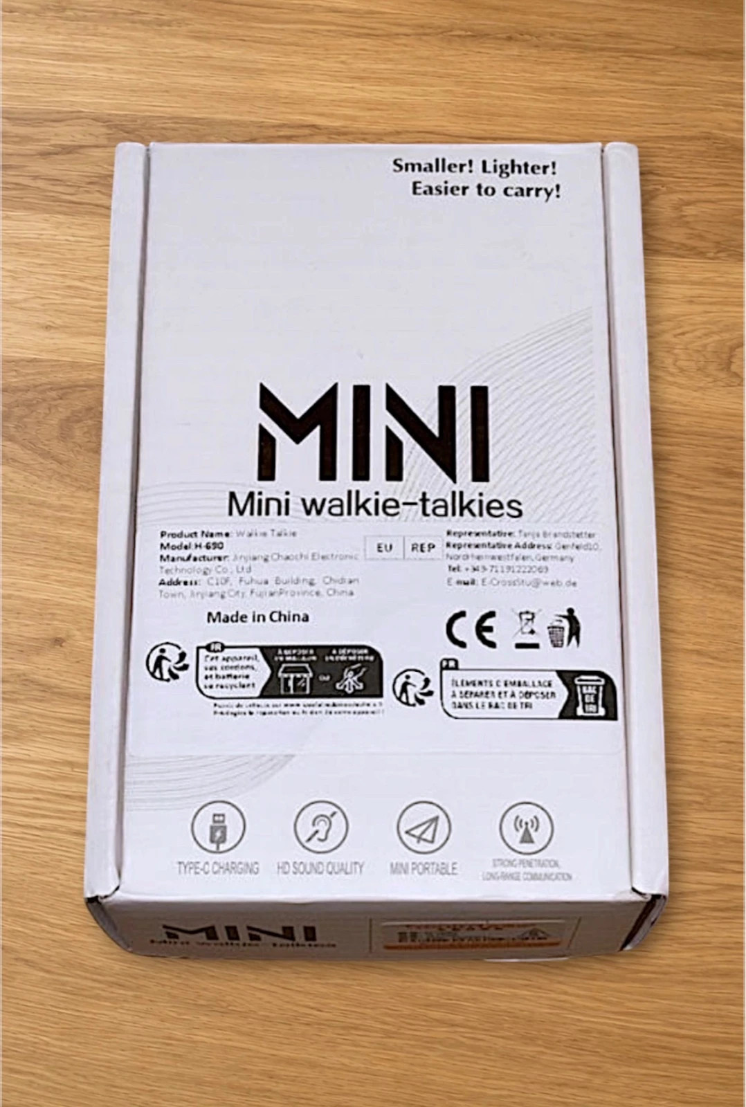 Mini Walkie-Talkie 10W UHF Tipo-C (8.7cm) 2