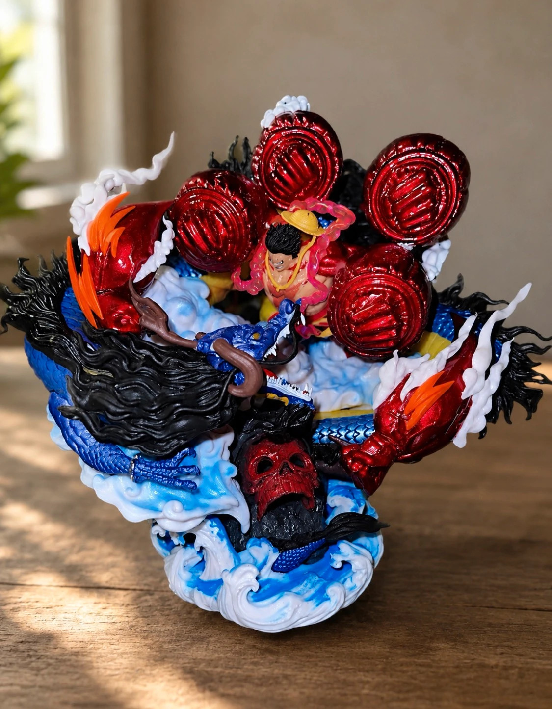 Figura One Piece Luffy Gear 4 vs Kaido Resina • Gran Tamaño(33 cm) • Coleccionista Anime