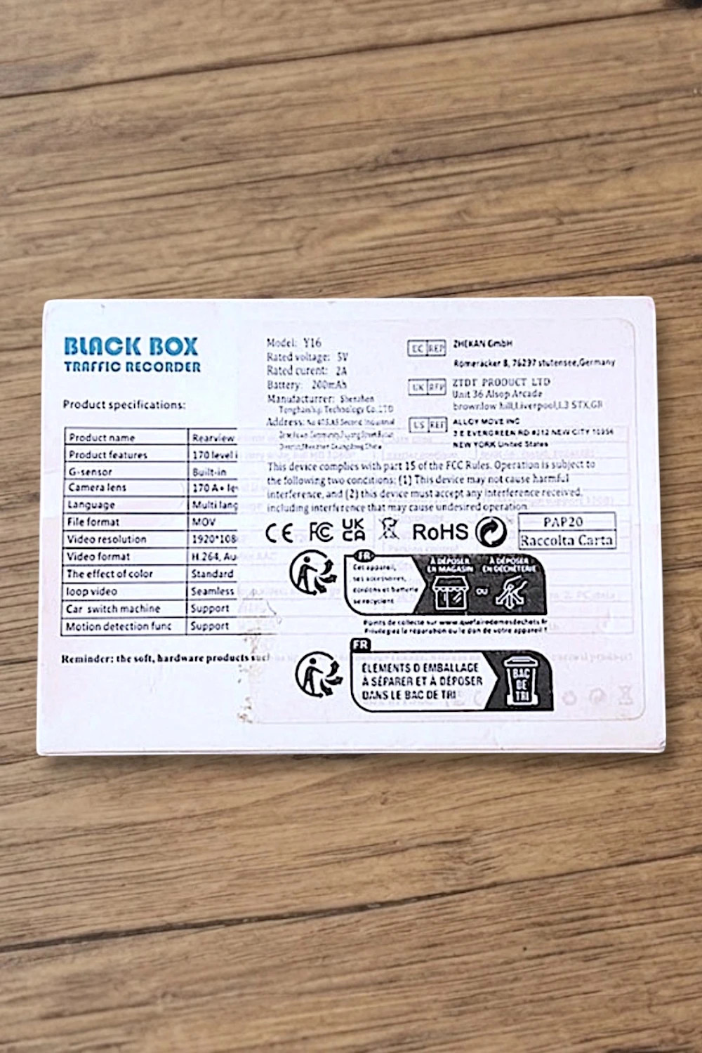 Dash Cam • Full HD 1080P • Black Box • Y16 • Nueva – black box 5