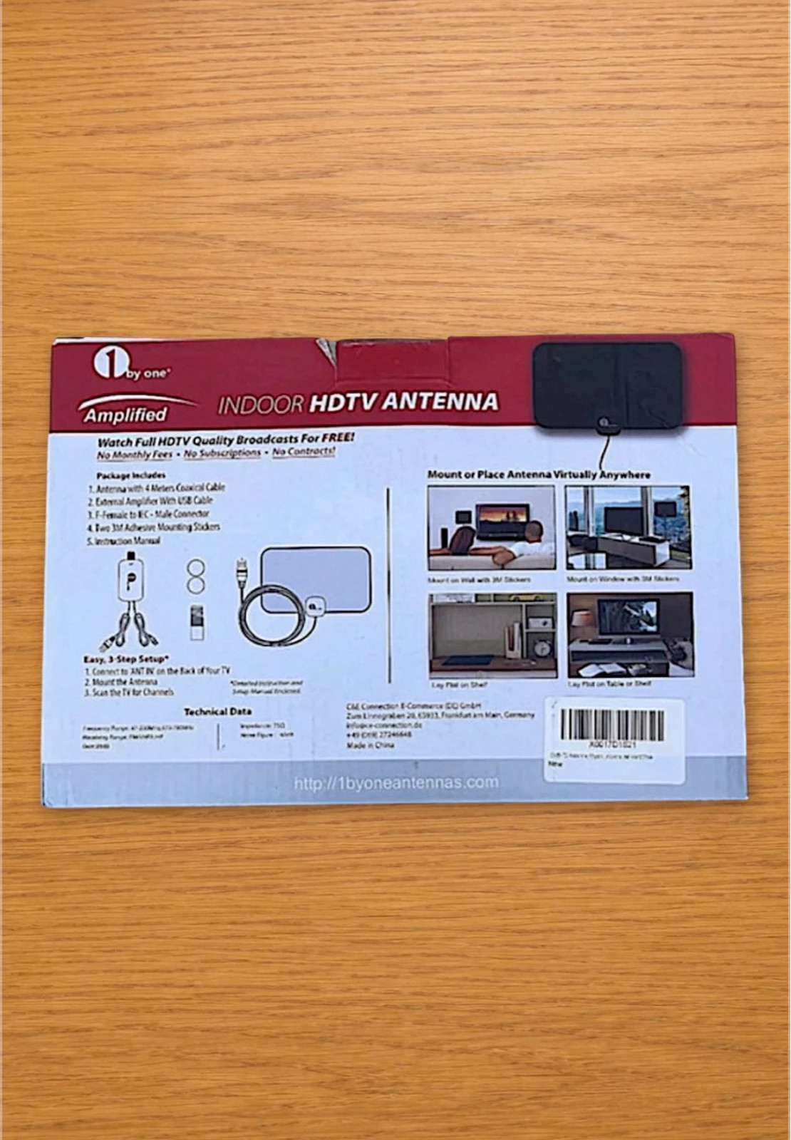 Amplified Indoor TV Antenna • 1byone • Tdt Hd Dvb-T2 • Cable 4m – 1byone 2
