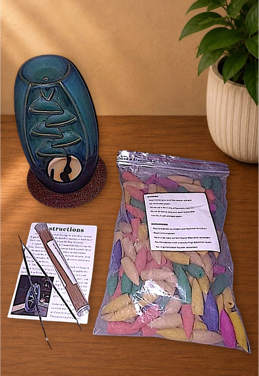 Ceramic waterfall incense burner • 20 cm • Aromatherapy – spacekeeper