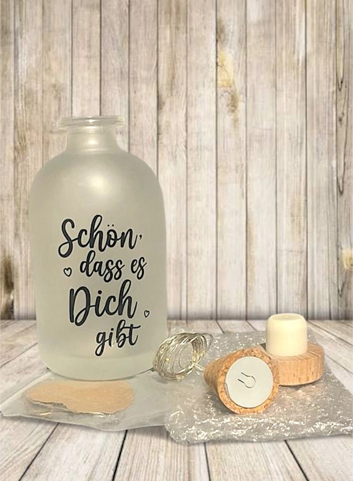 Botella de Luz LED "Schön, dass es Dich gibt" 2