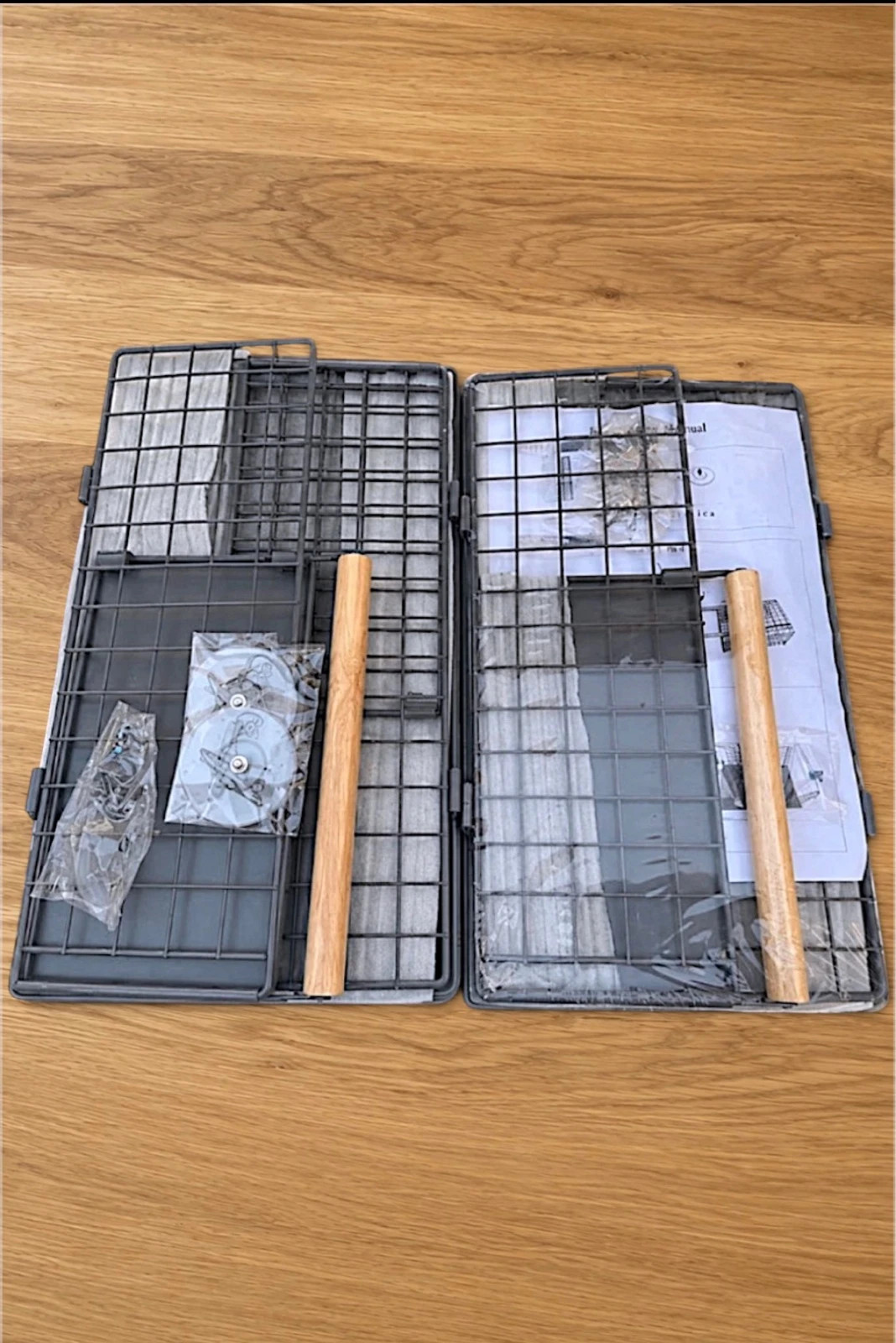 Pack 2 Removable Organiser Baskets • Metal Grid • Gray/Wood • 40x23x20cm • Sealed – genérico 3