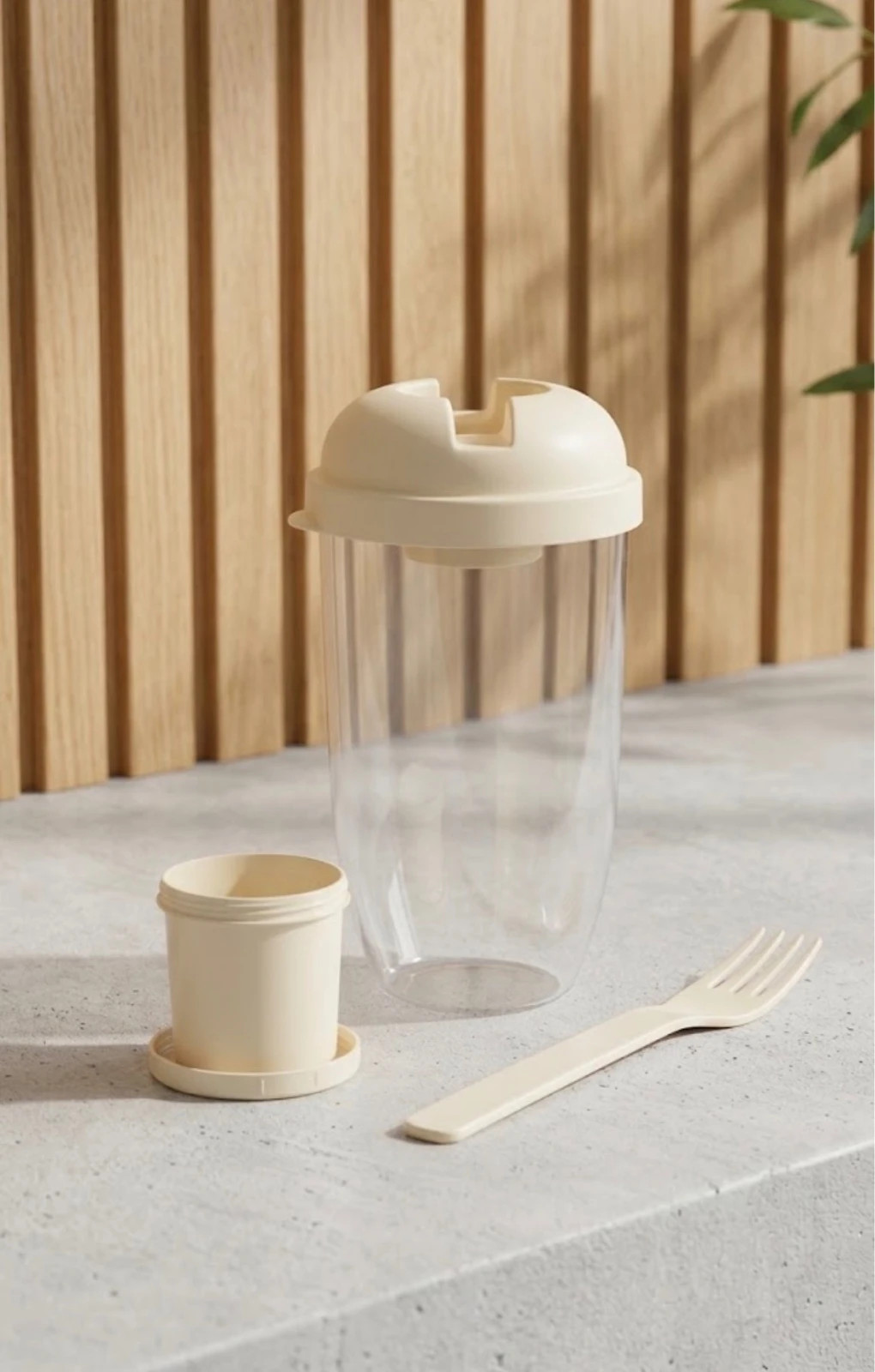 Vaso Ensalada Portátil • Con Tenedor y Recipiente Aliño/Crema