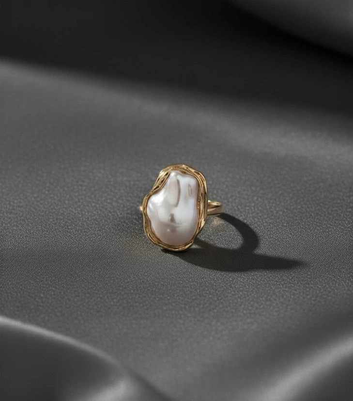 Bague doré baroque en plaqué or 18 carats – Baroque – taille Ajustable