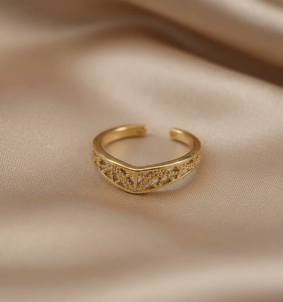 Bague style couronne doré en acier inoxydable – couronne – taille Ajustable 2