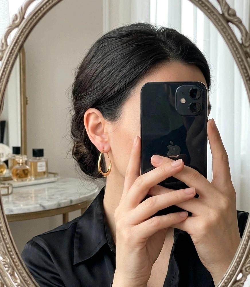 Boucles d'oreilles dorée en acier inoxydable