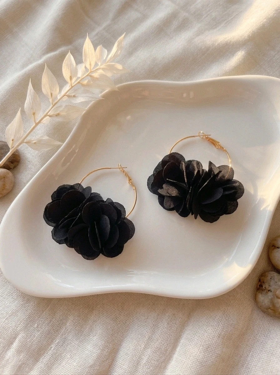 Boucles d'oreilles créoles doré noir