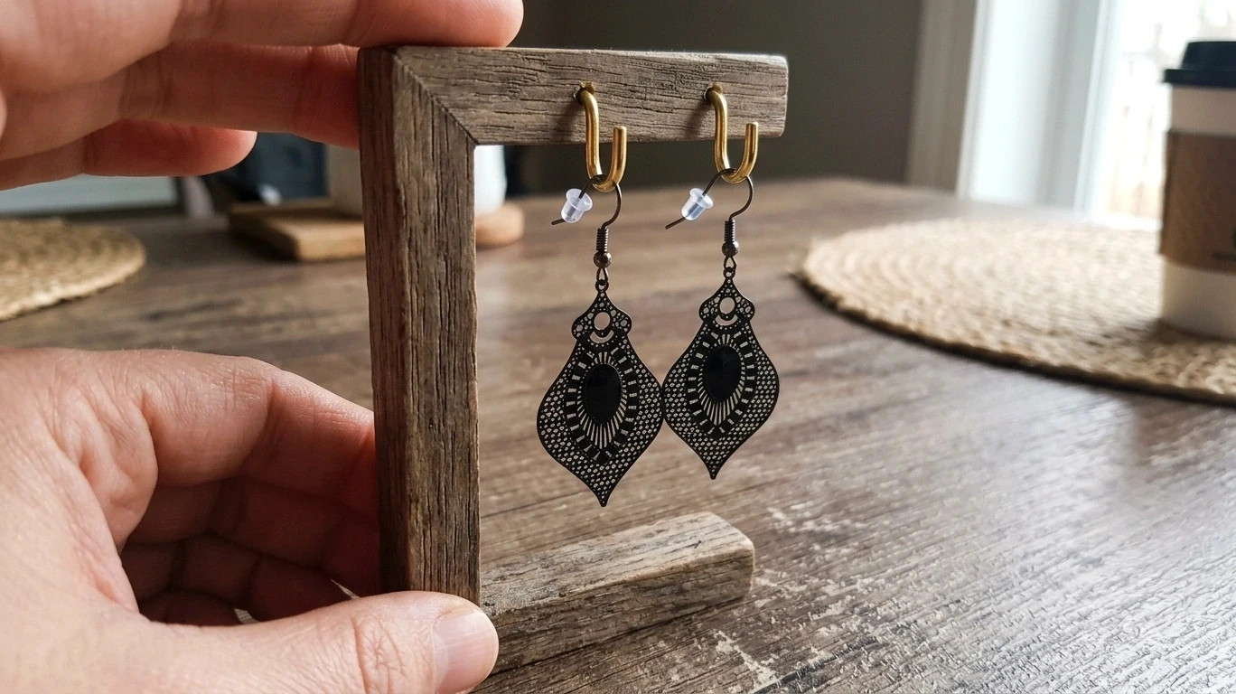 Boucles d'oreilles en acier inoxydable noir