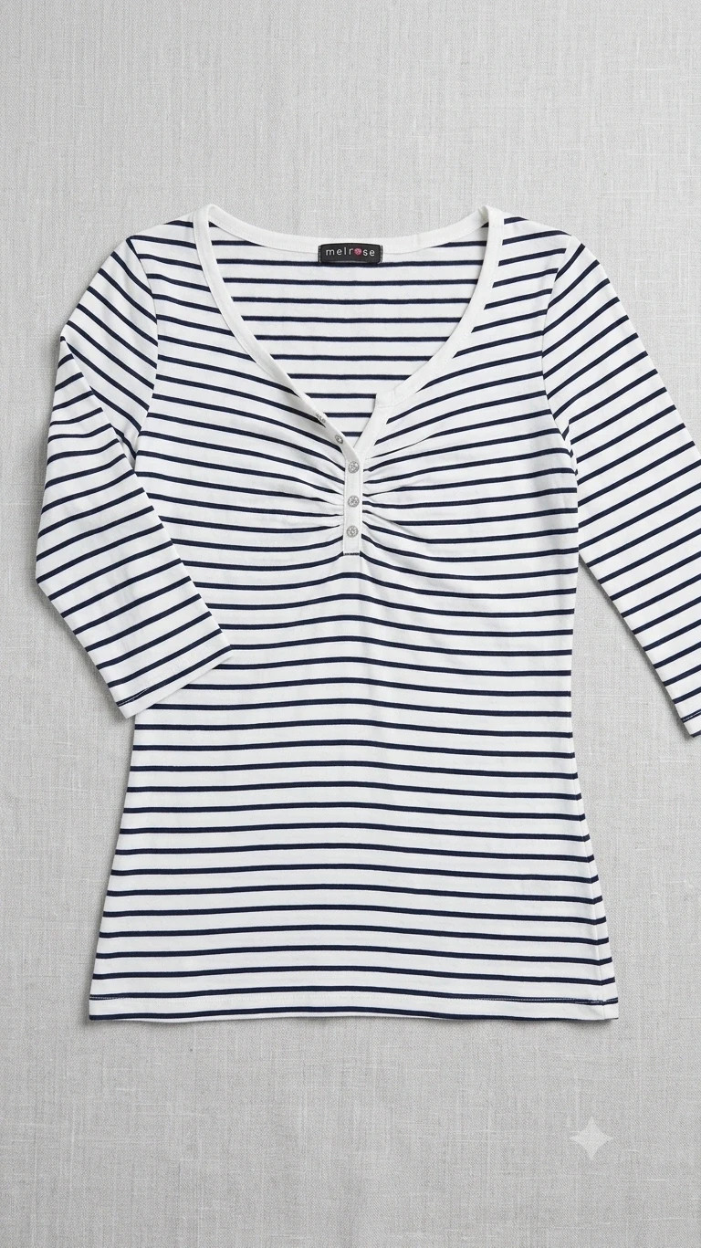 La Marinière Ajustée à Col V Plissé t 38 – Melrose – taille S / 36 / 8 2