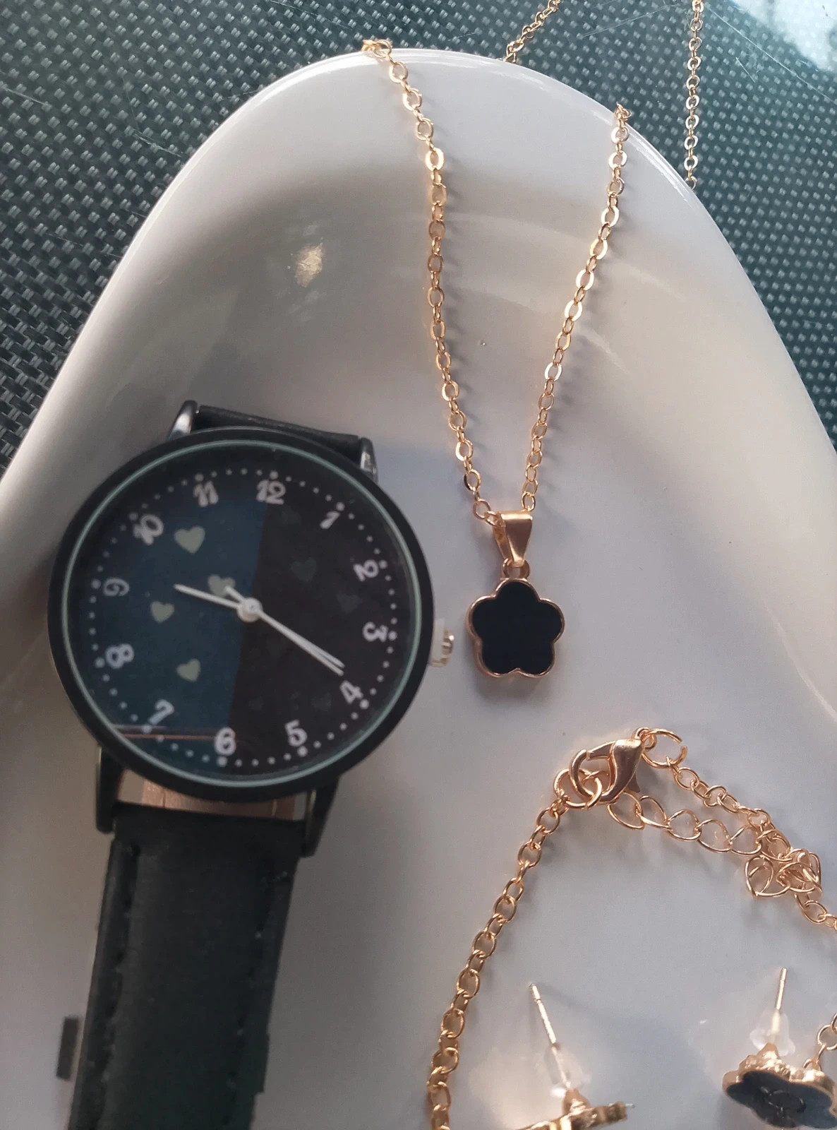 Parure de bijoux+montre en acier – Trefle 4