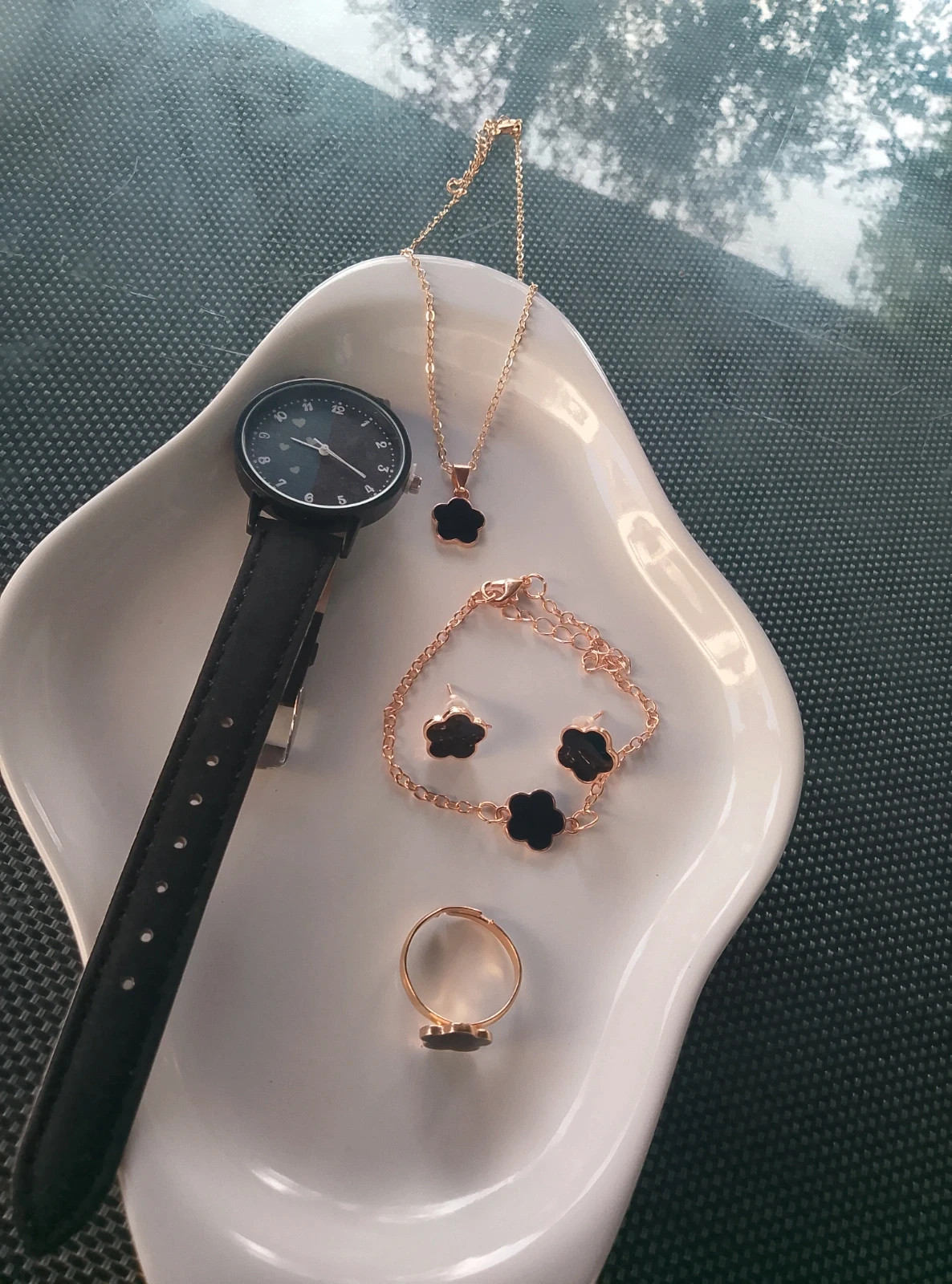 Parure de bijoux+montre en acier – Trefle 3