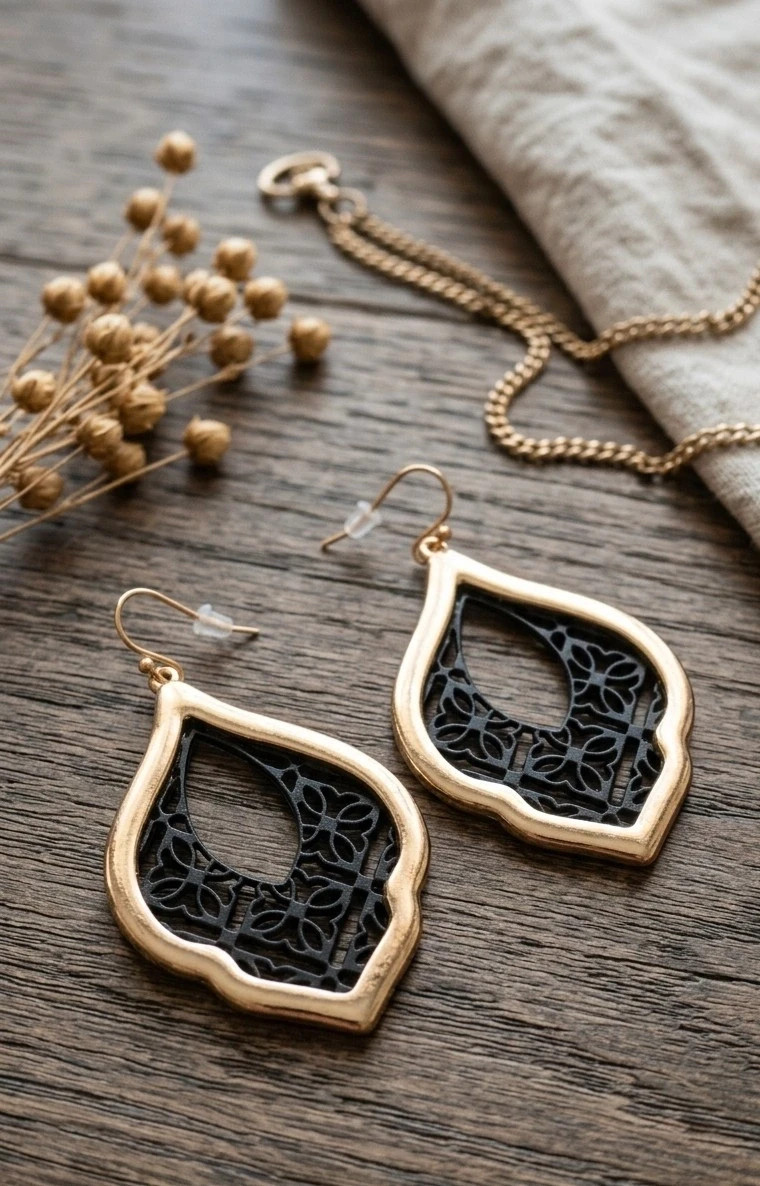 Boucles d'oreilles doré style bohème en acier inoxydable
