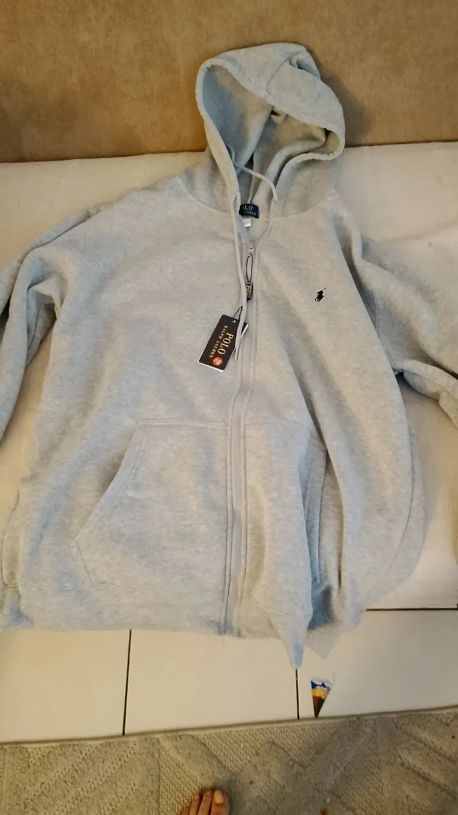 Sweat zippé à capuche Polo Ralph Lauren gris – Polo Ralph Lauren – taille XL 2