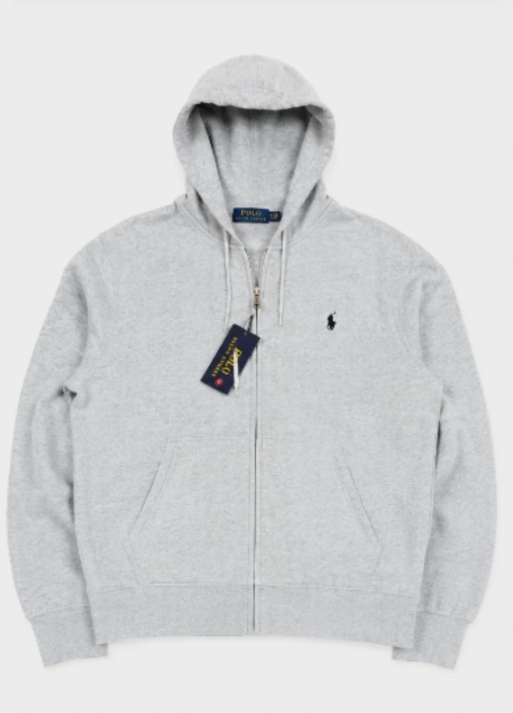 Sweat zippé à capuche Polo Ralph Lauren gris
