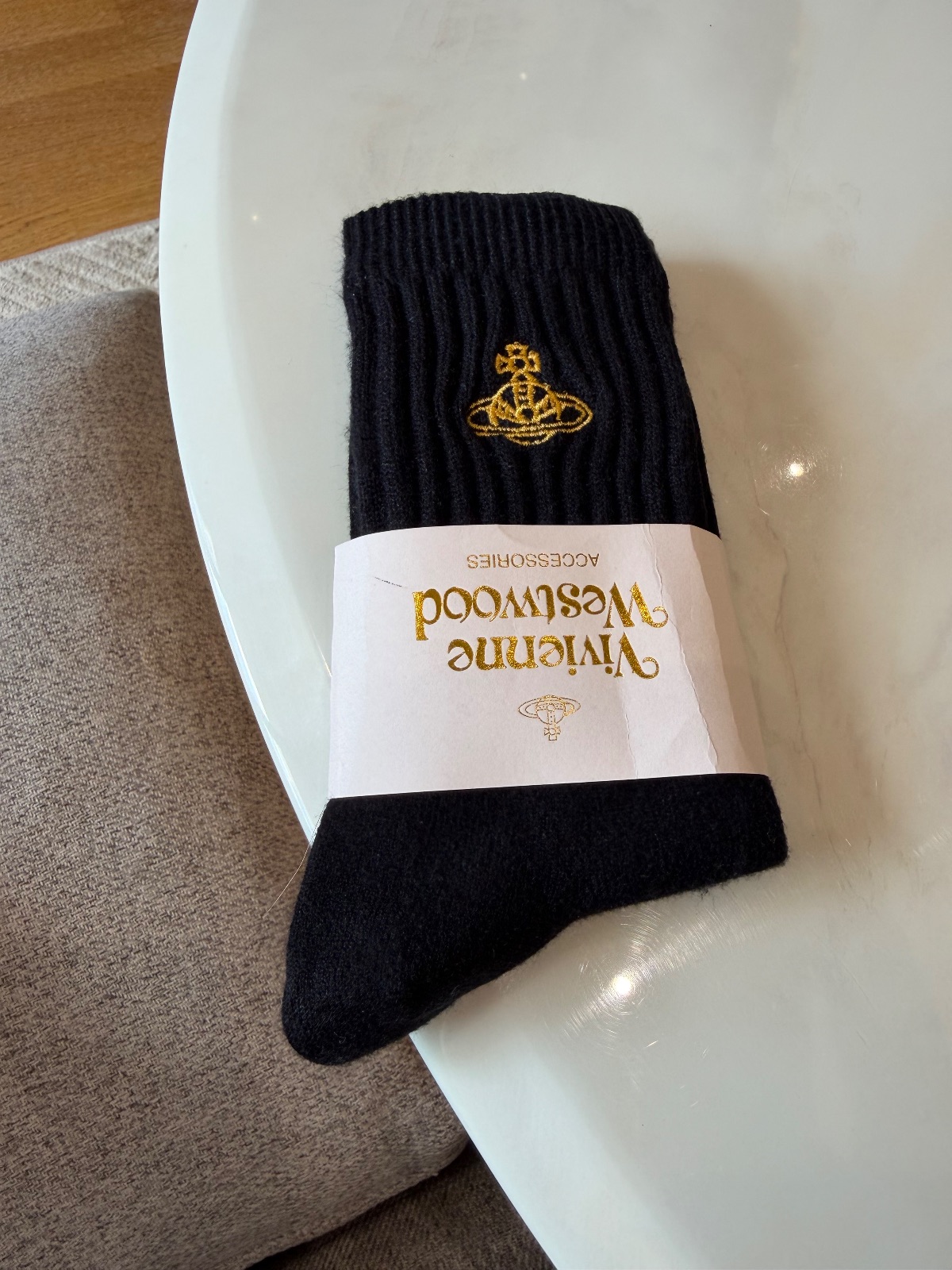 Vivienne Westwood chaussettes noires logo doré