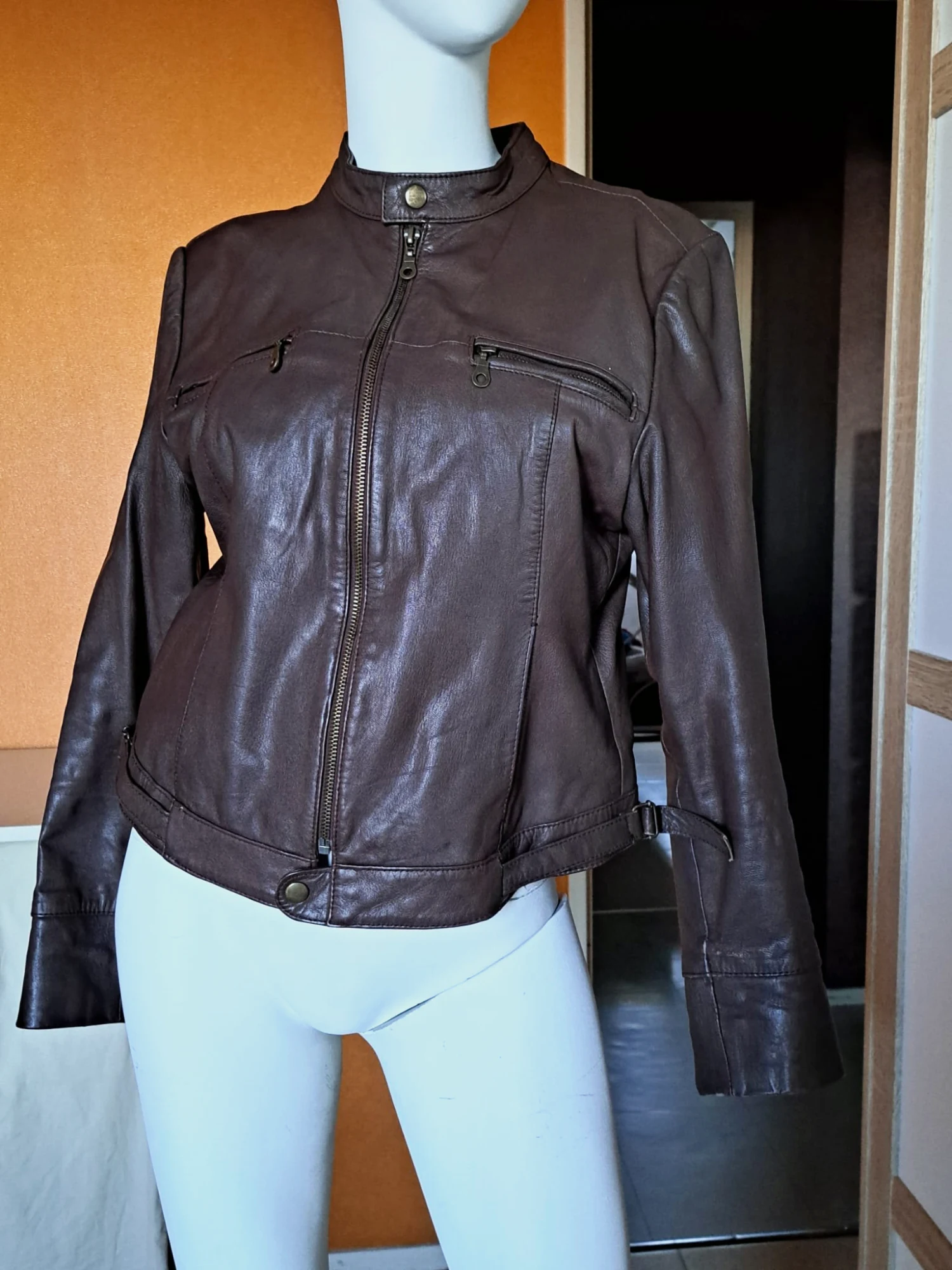 Veste en cuir femme – Soft Grey