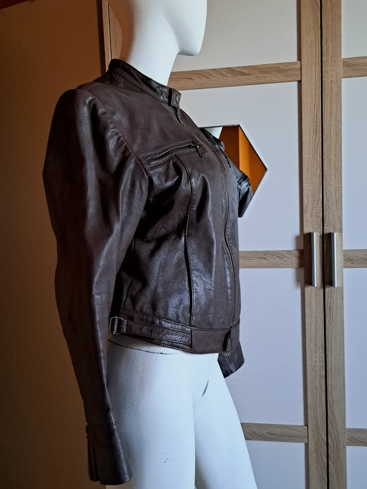 Veste en cuir femme – Soft Grey – Soft Grey – taille L 9