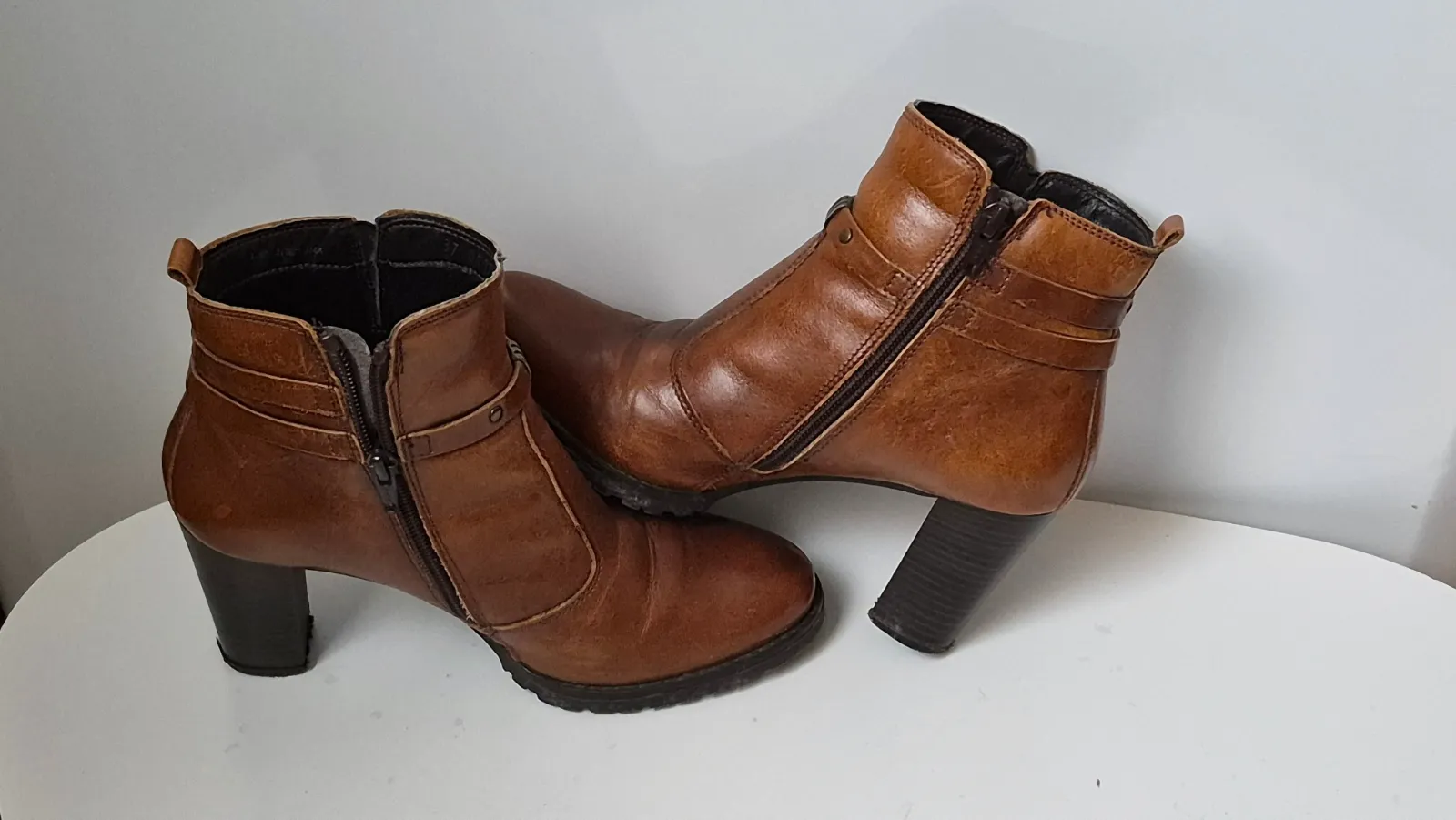 Bottines Berto cuir camel à talon – taille EU 37 2