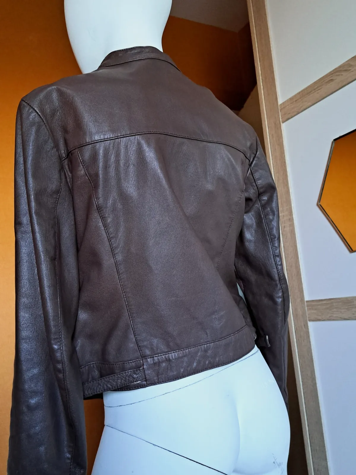 Veste en cuir femme – Soft Grey – Soft Grey – taille L 2