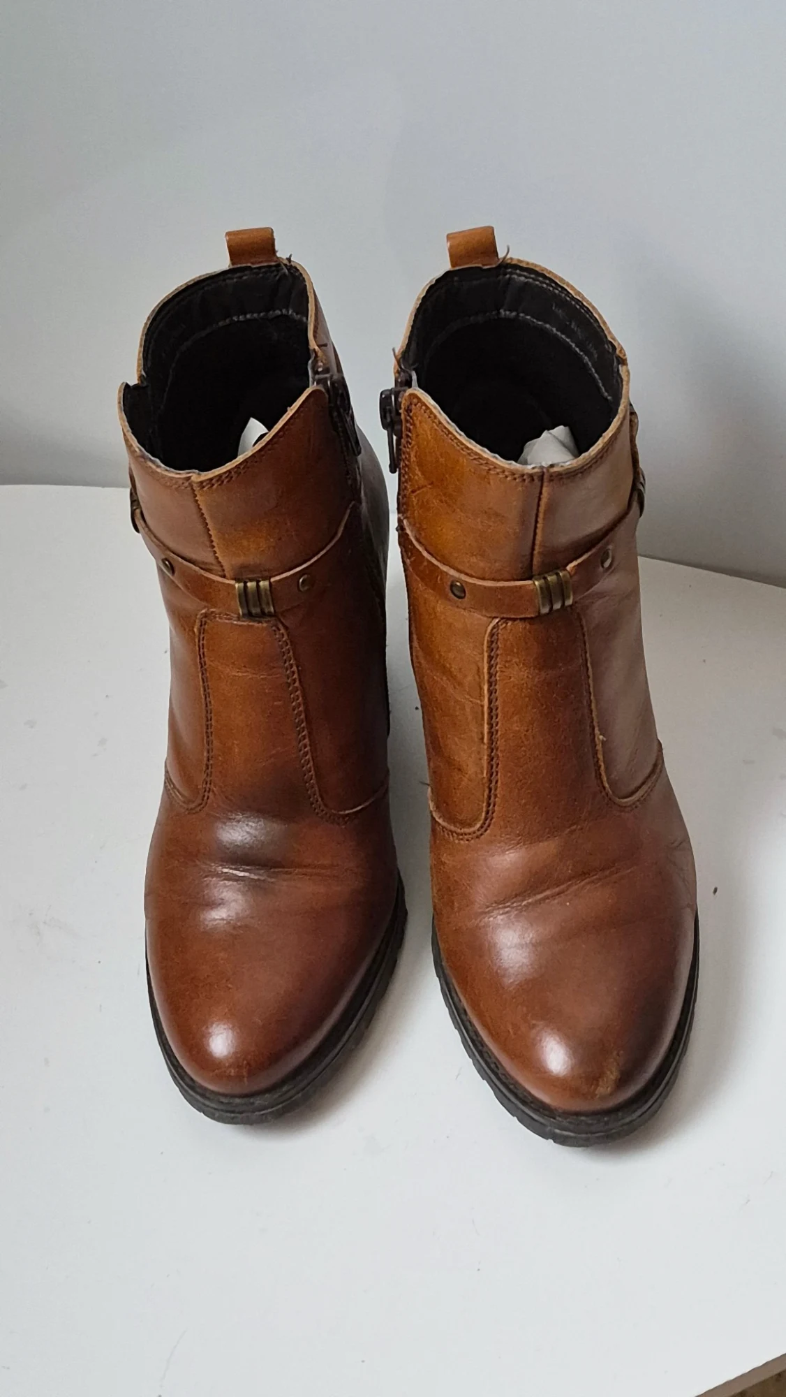 Bottines Berto cuir camel à talon