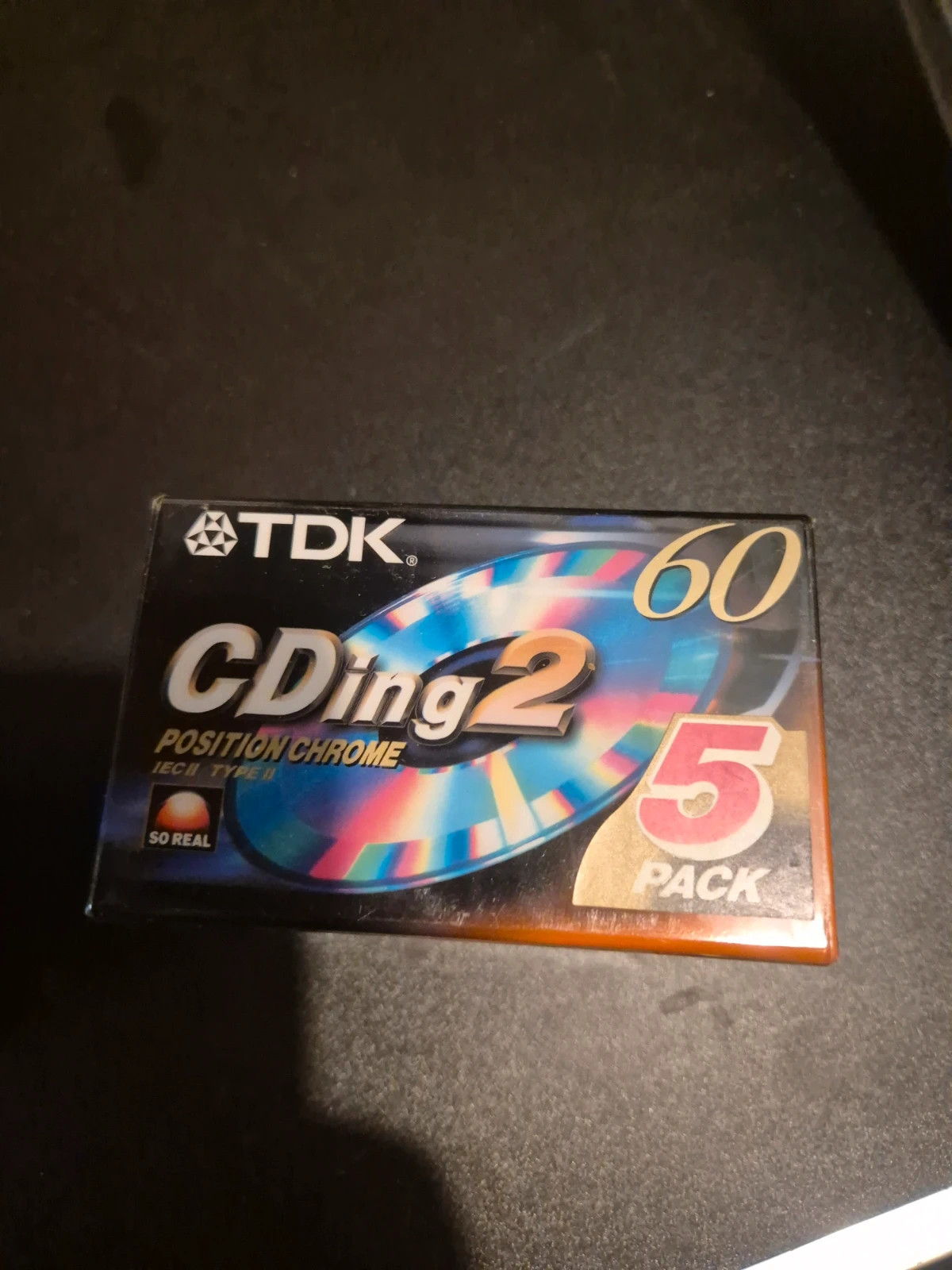 Lot de 5 cassettes audio TDK CDing2 60 - Neuves sous blister (Type II Chrome)