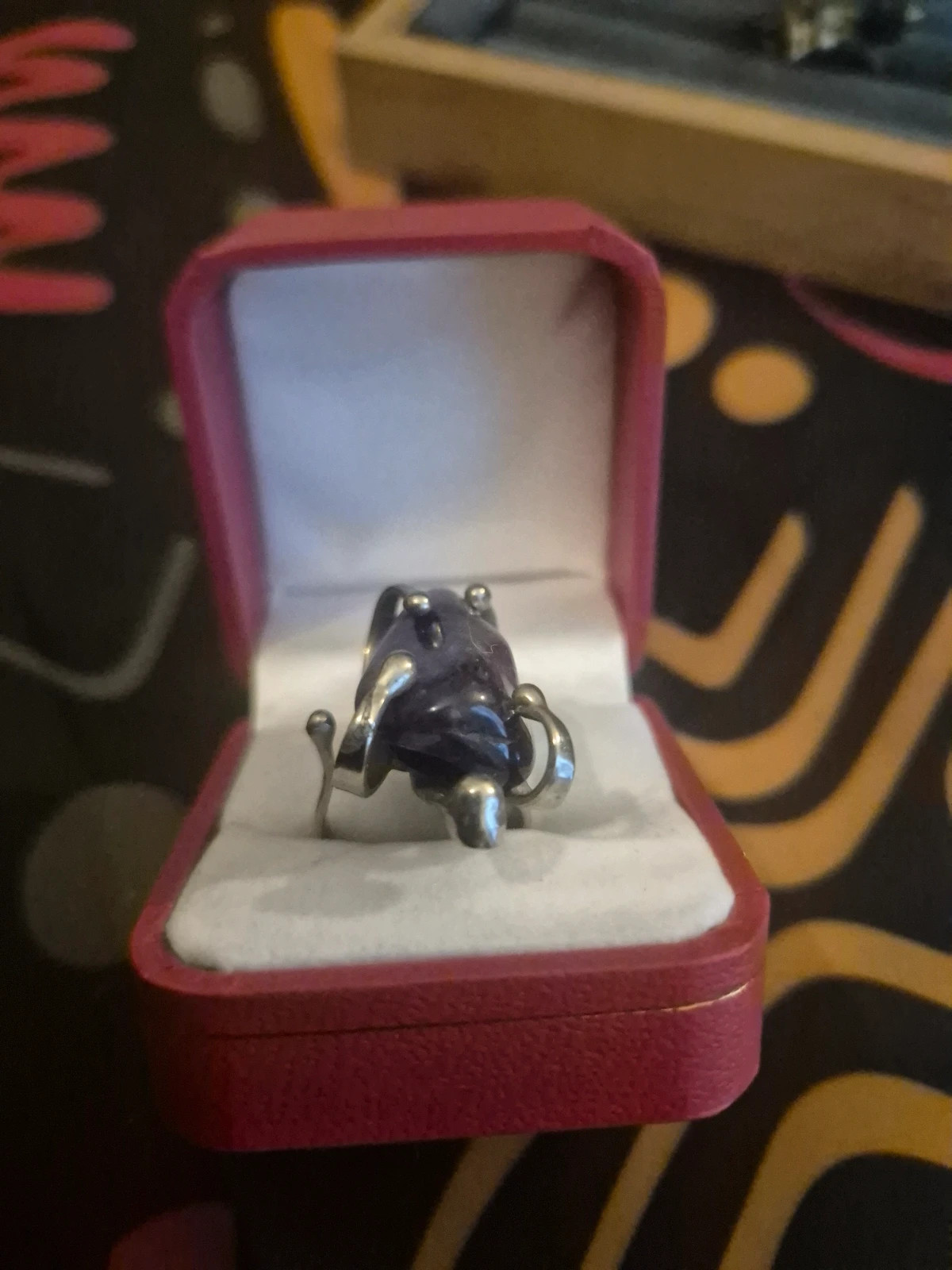 Bague métal argenté et améthyste – taille Ajustable 3