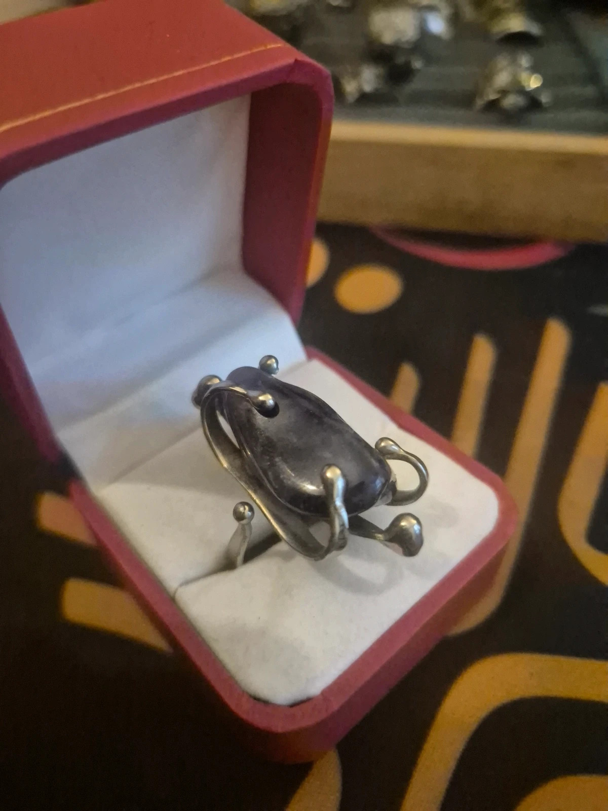 Bague métal argenté et améthyste – taille Ajustable 2