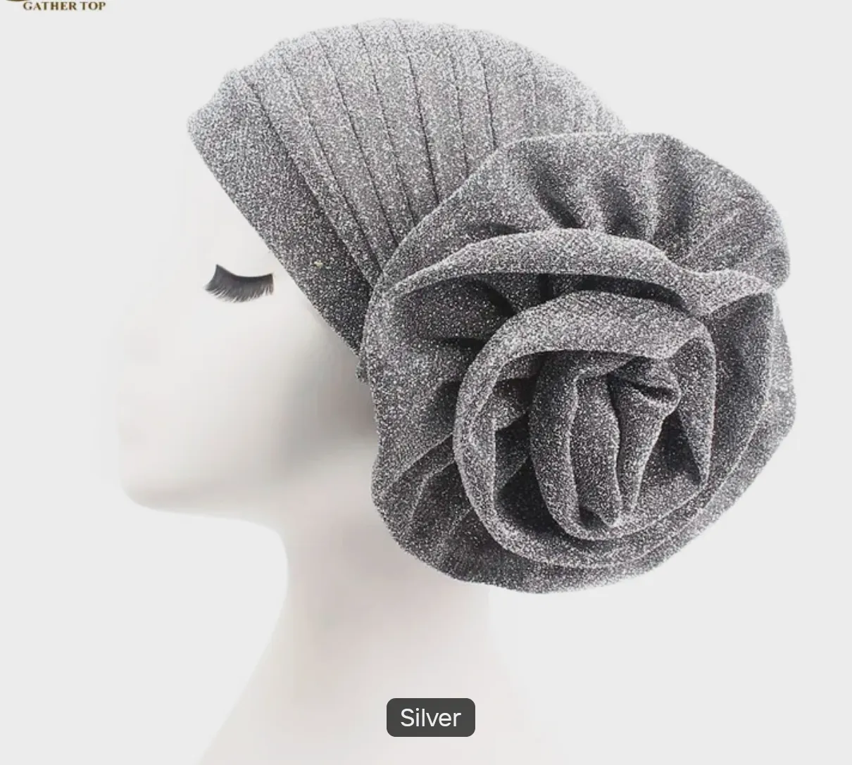 Glitter Flower Turban Hat Royal blue – Kojic clear – taille Taille unique 3
