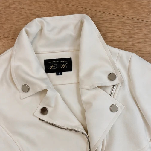 Veste blanche HF Woman taille L – Blouson court chic zippé – HF Woman Collection – taille L / 40 / 12 2