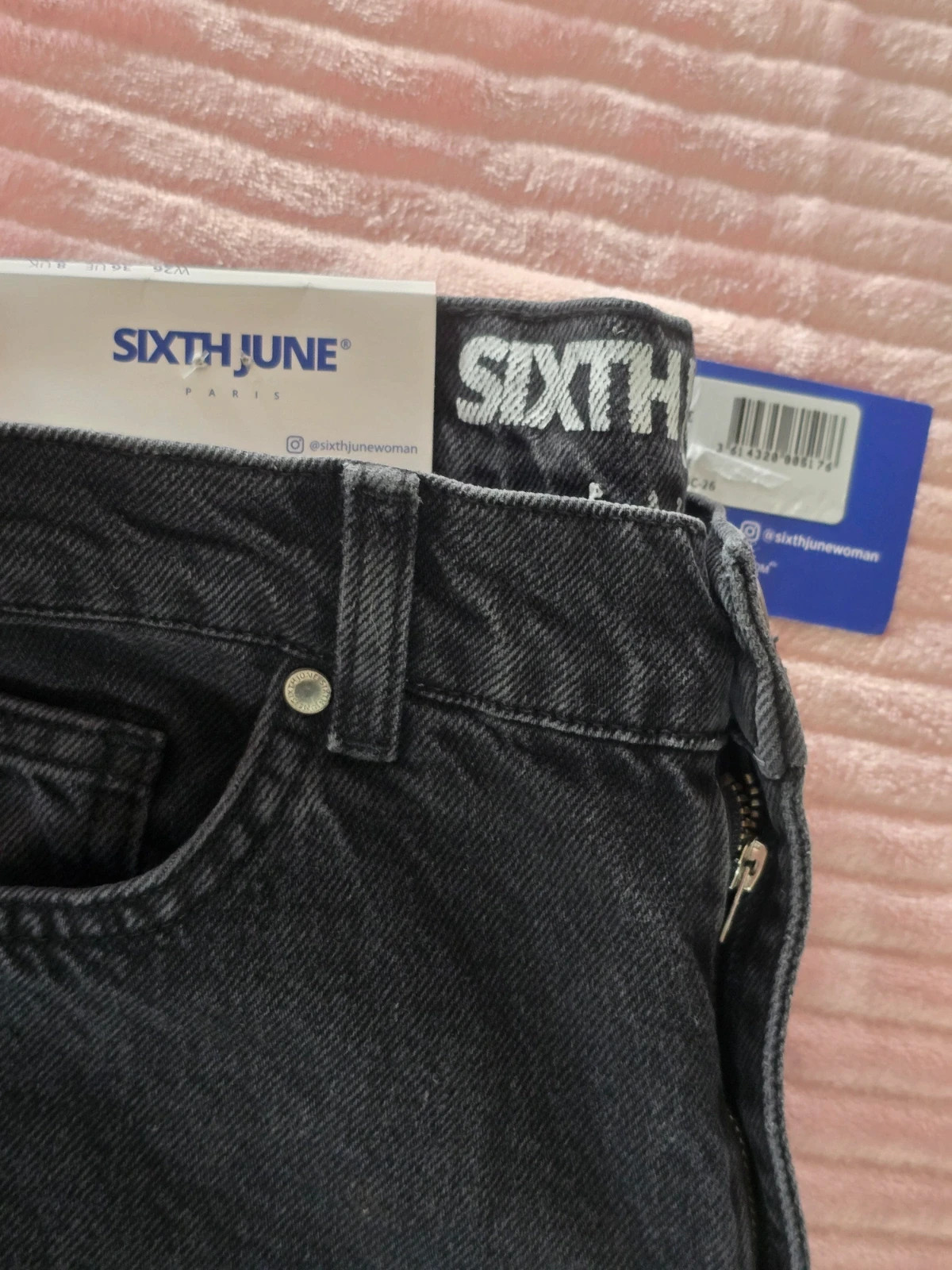 Jean droit noir délavé Sixth June neuf avec étiquette T26 W26 – Sixth June – taille S / 36 / 8 5