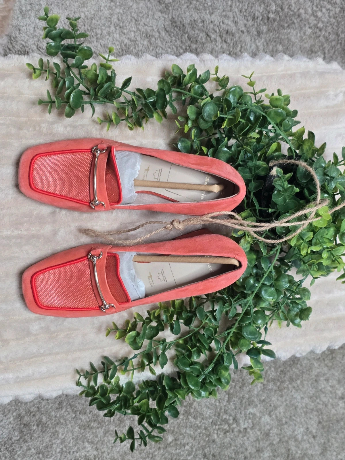 Mocassins à talons Tamaris corail en cuir et Textile Pointure 36 Neufs