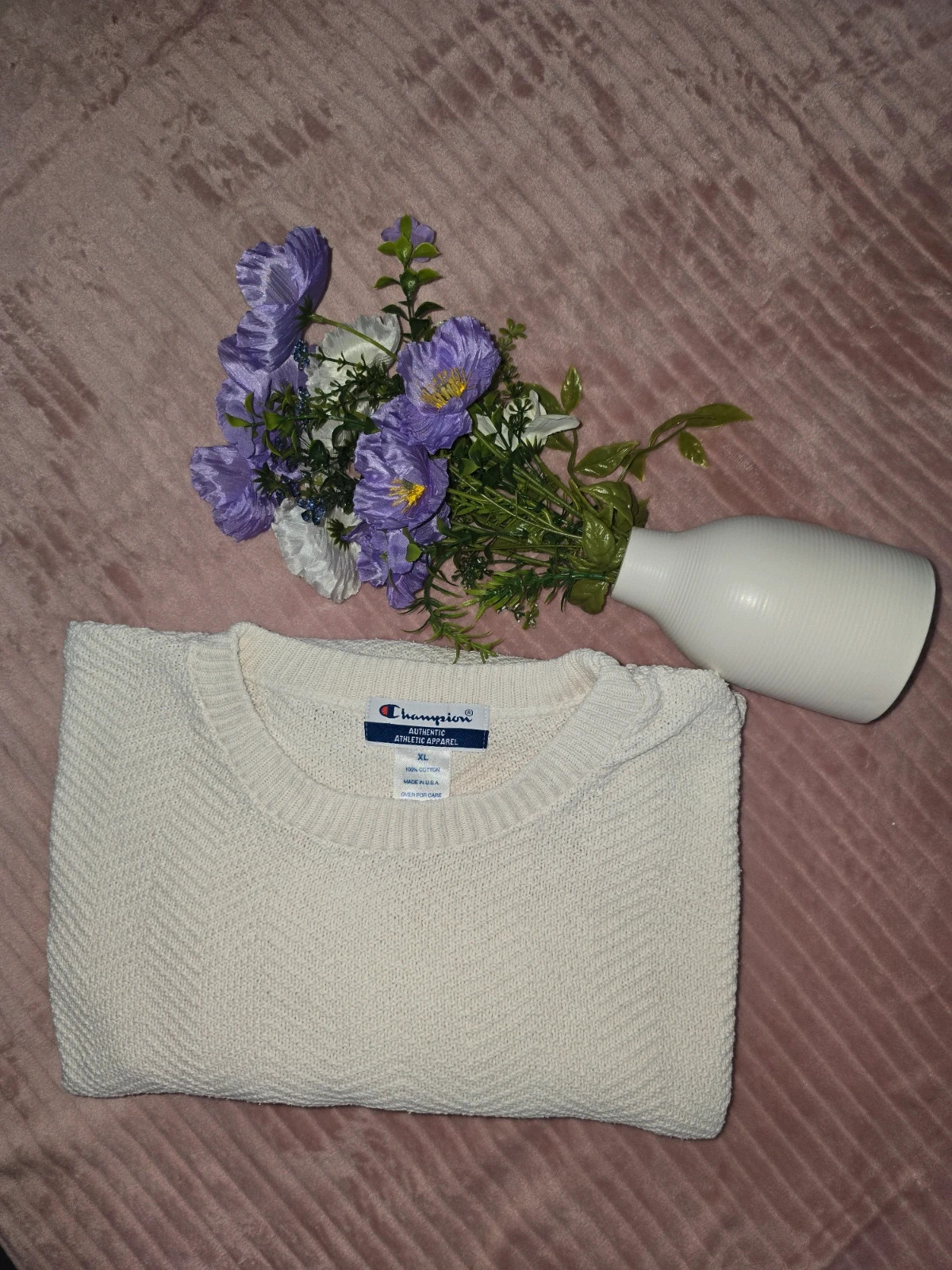 Pull vintage Champion blanc casse 100 pour cent coton taille XL Made in USA – Champion – taille XL / 42 / 14 4