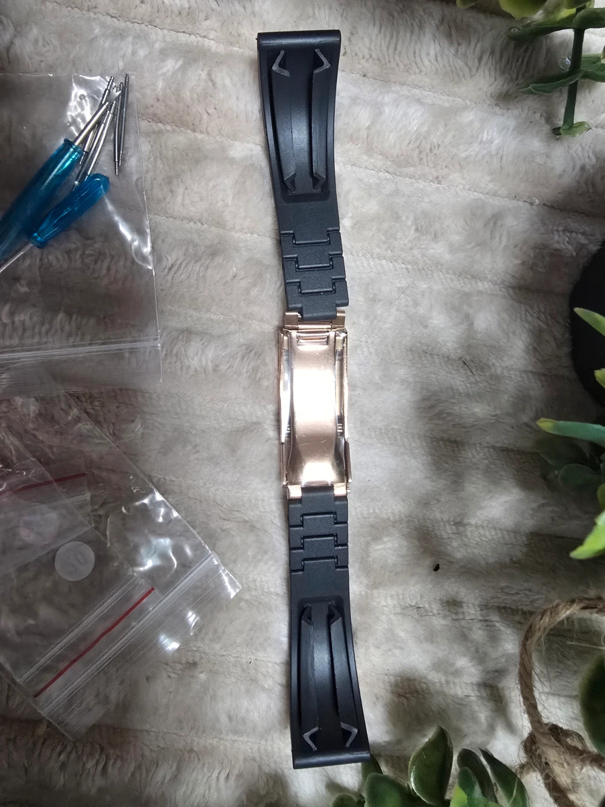 Bracelet de montre en silicone strap 20 mm Boucle déployante Rose Gold Doré Rose + Outils – Accessories – taille Taille unique 3