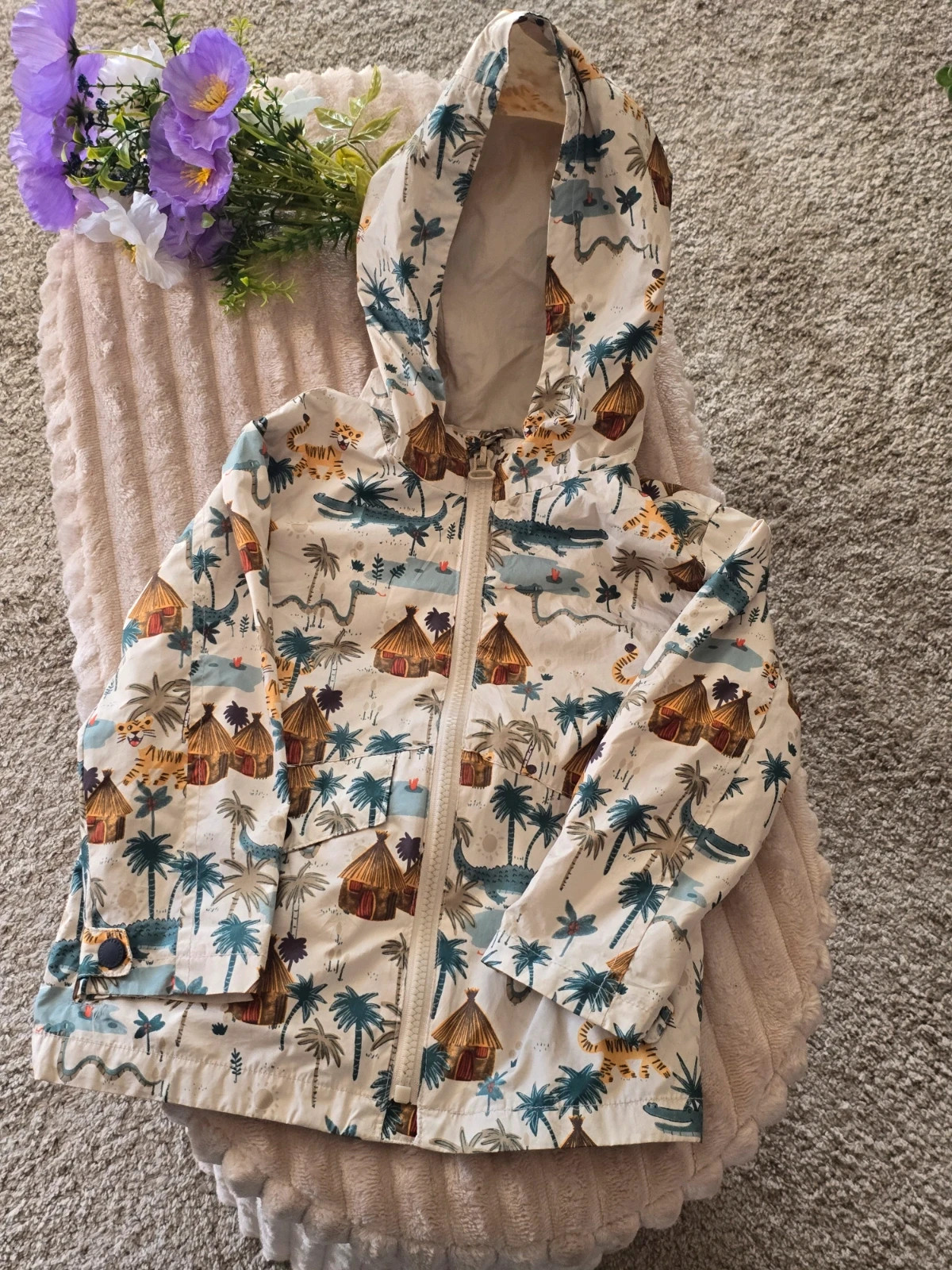 Veste / Coupe-vent à capuche Zara Baby motif jungle 2/3 ans 98 cm
