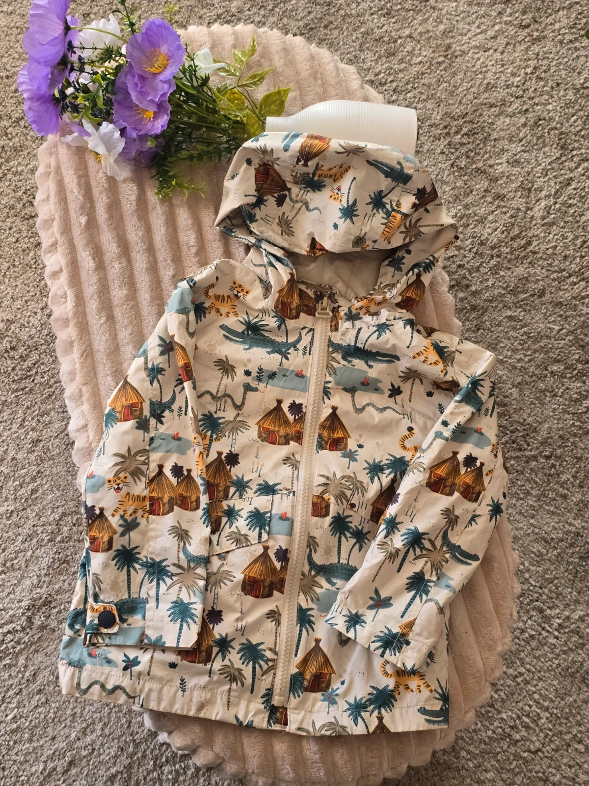 Veste / Coupe-vent à capuche Zara Baby motif jungle 2/3 ans 98 cm – Zara – taille 24-36 mois / 92 cm 2