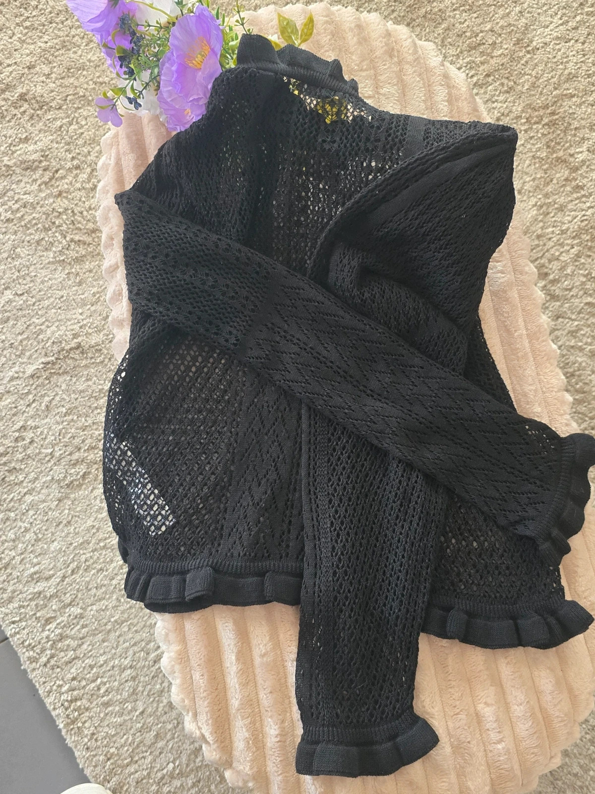 Haut / Pull fin en maille ajourée noir Zara Taille M – Zara – taille M / 38 / 10 2