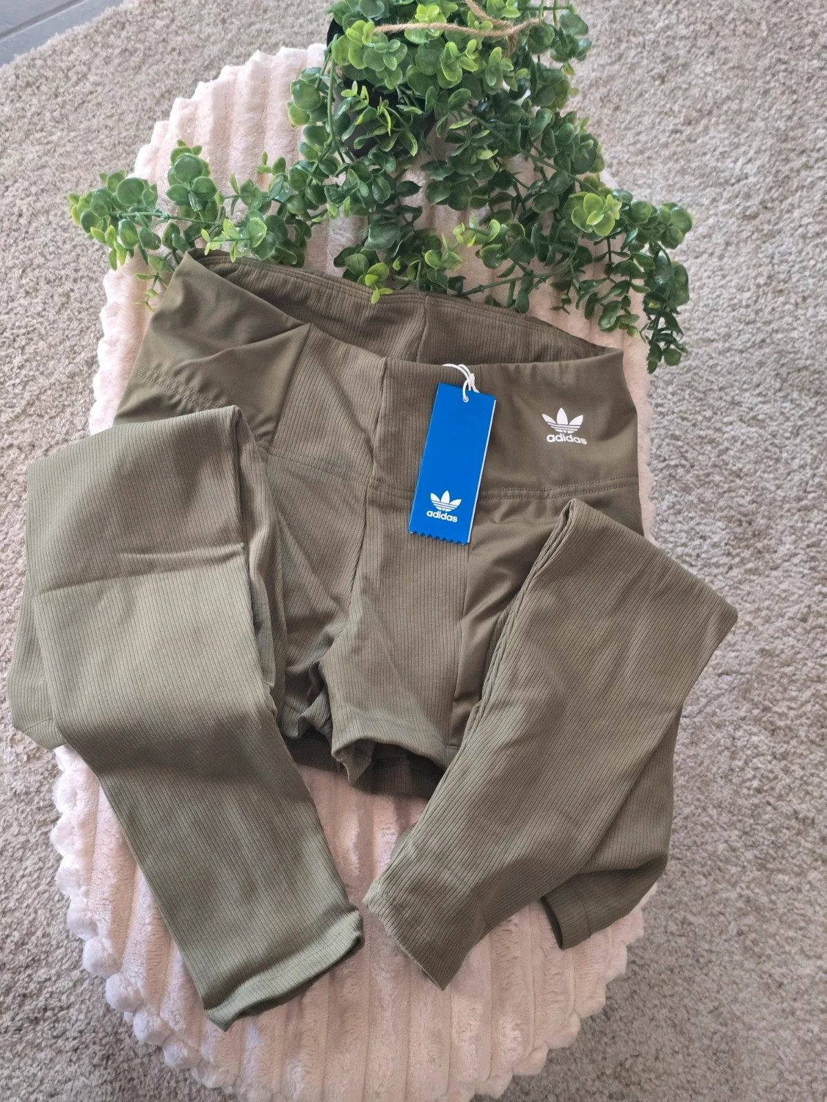 Legging modulable 2-en-1 Adidas Originals Rib Kaki Neuf avec étiquette FR 40 M/L