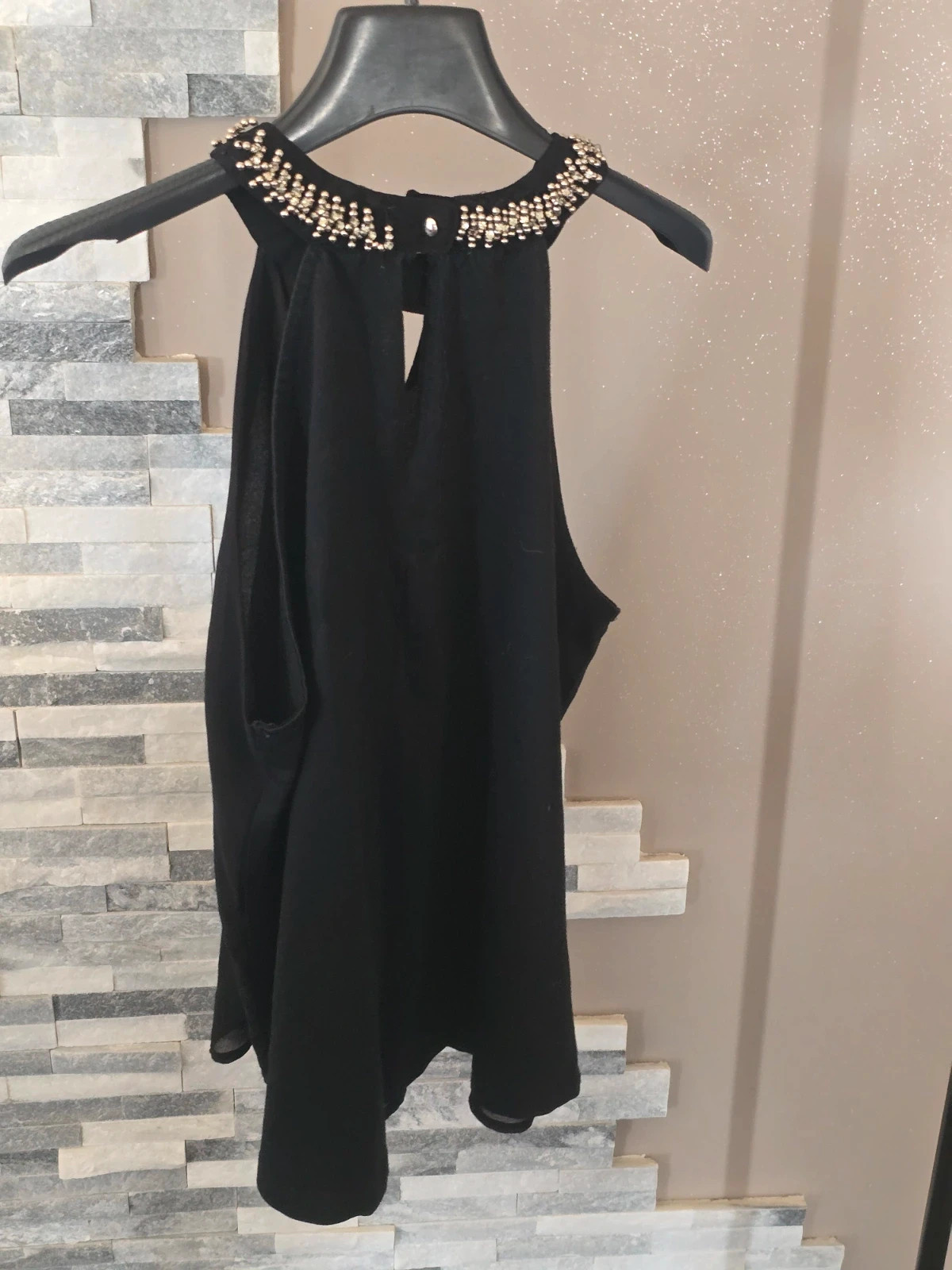 Top fluide noir col américain brodé de perles Mim Taille M – Mim – taille M / 38 / 10 2