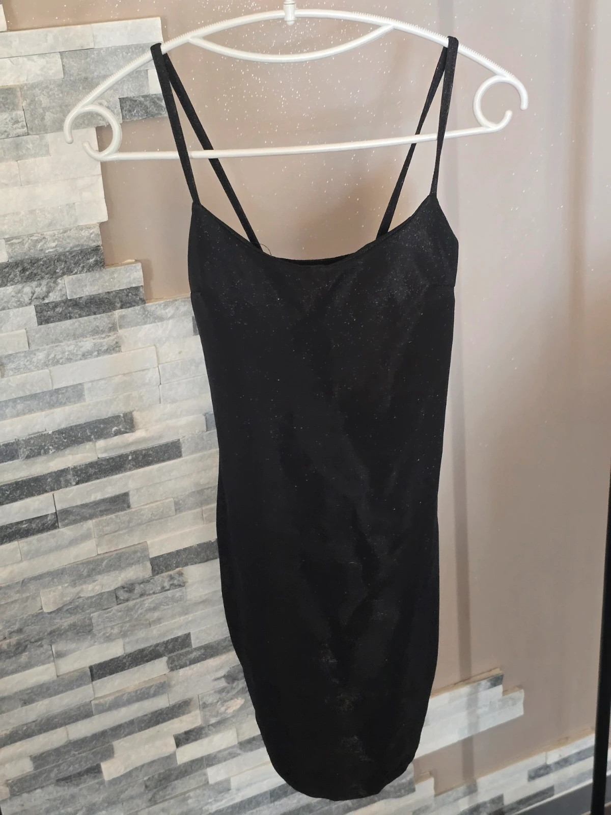 Robe courte noire pailletée à bretelles fines L/S Pronto Moda Italia – L&S – taille S / 36 / 8 2