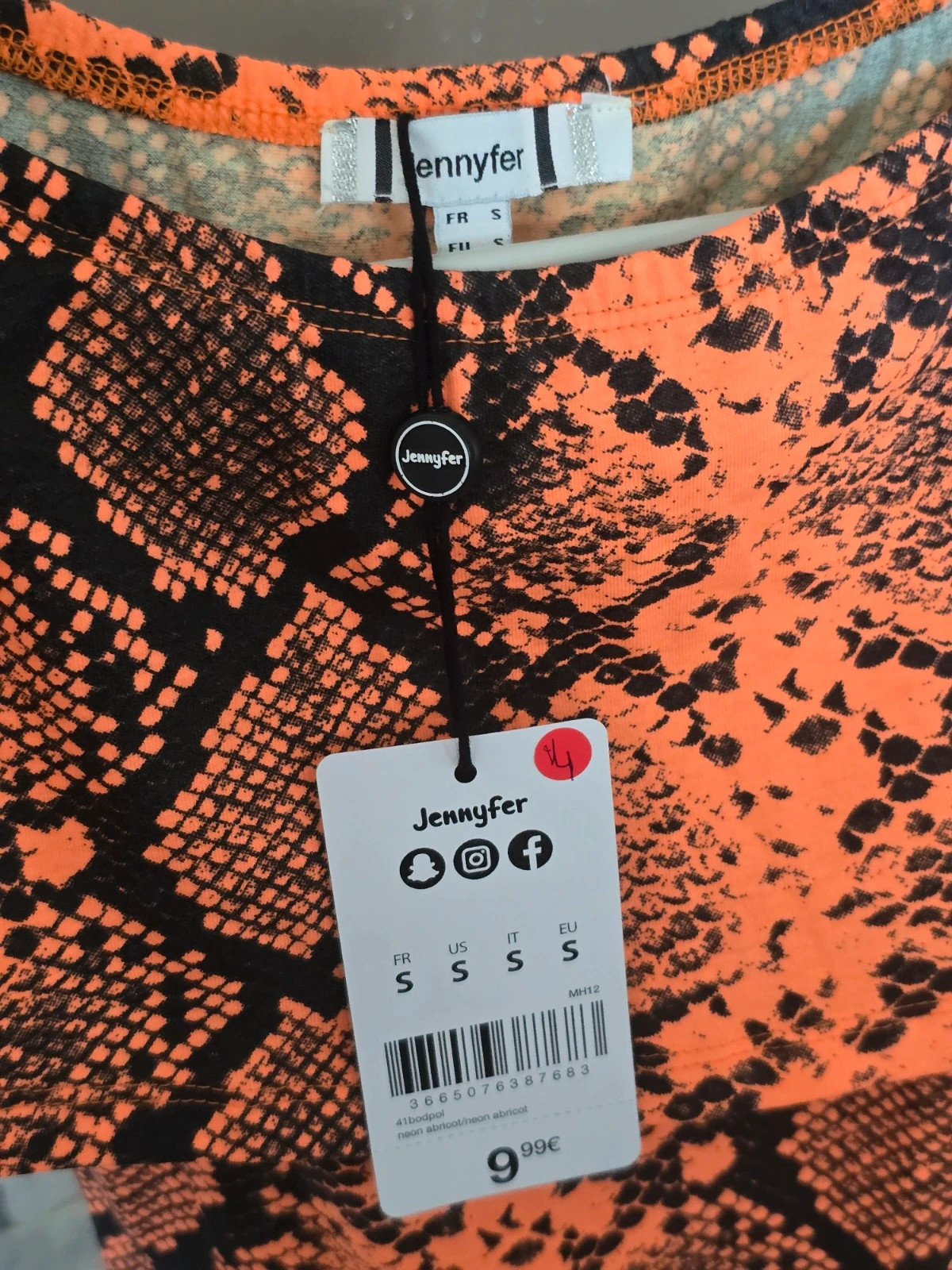 Body col bardot volanté imprimé serpent néon / orange Jennyfer Taille S Neuf avec étiquette – Jennyfer – taille S / 36 / 8 4