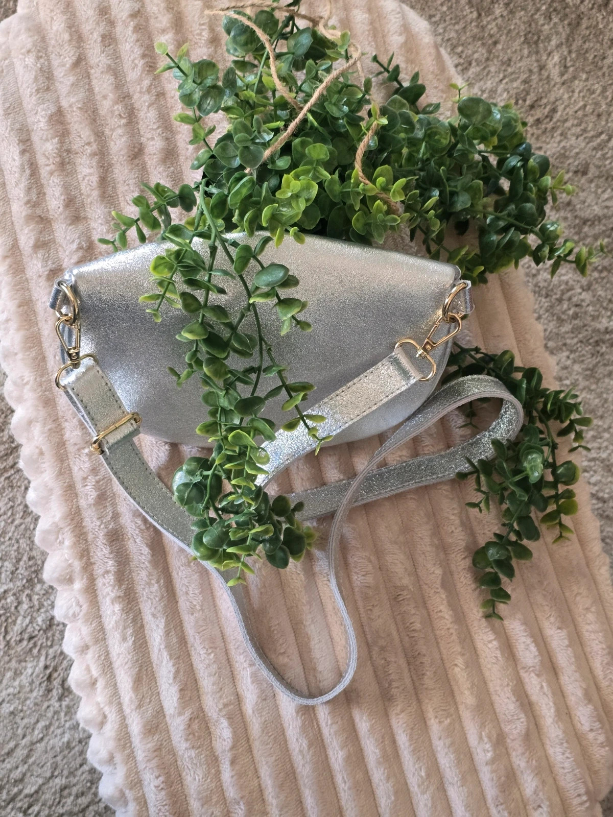 Sac banane tendance cuir argenté métallisé Made in Italy – Borse in Pelle – taille Taille unique 3