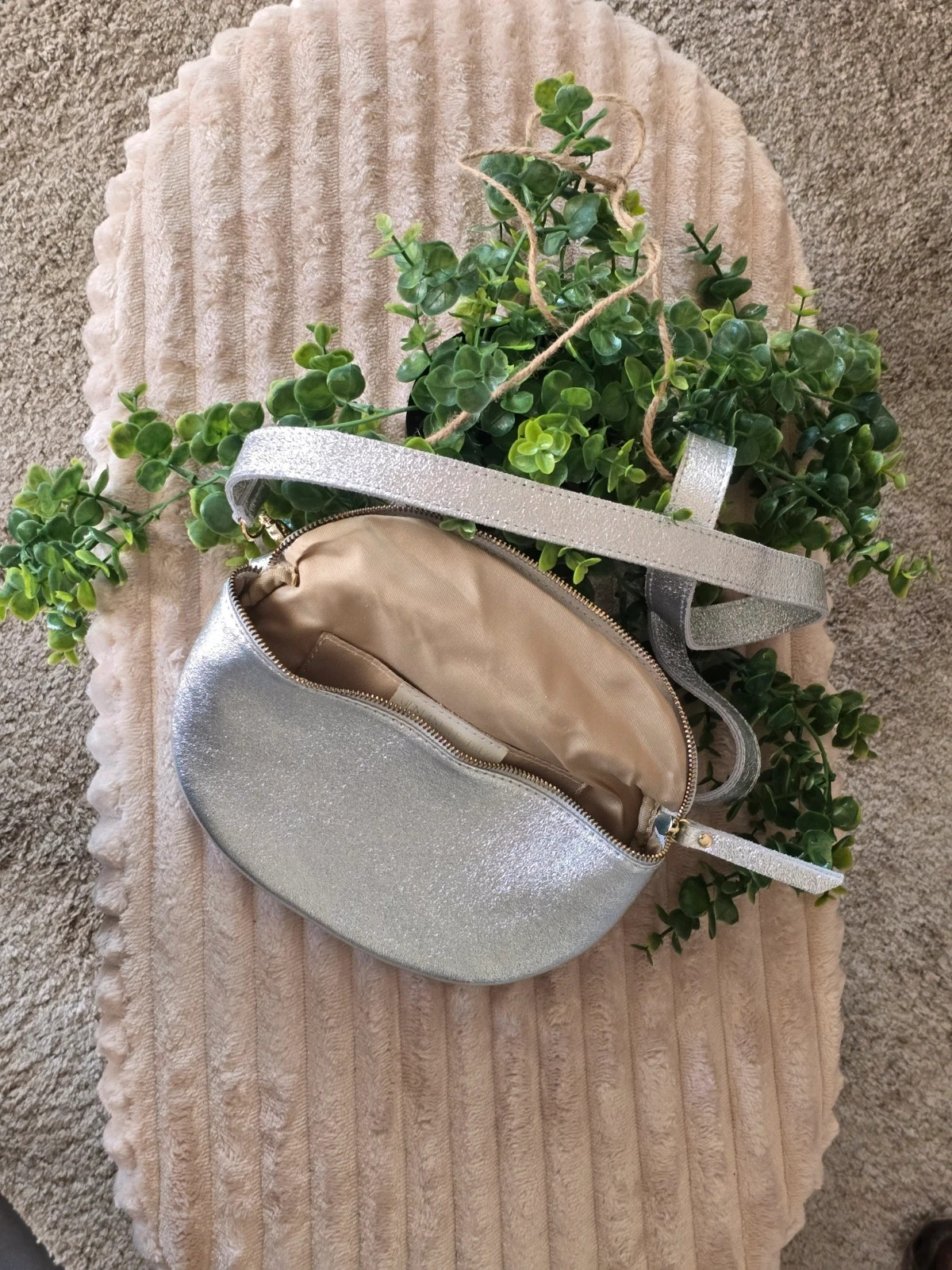 Sac banane tendance cuir argenté métallisé Made in Italy – Borse in Pelle – taille Taille unique 4