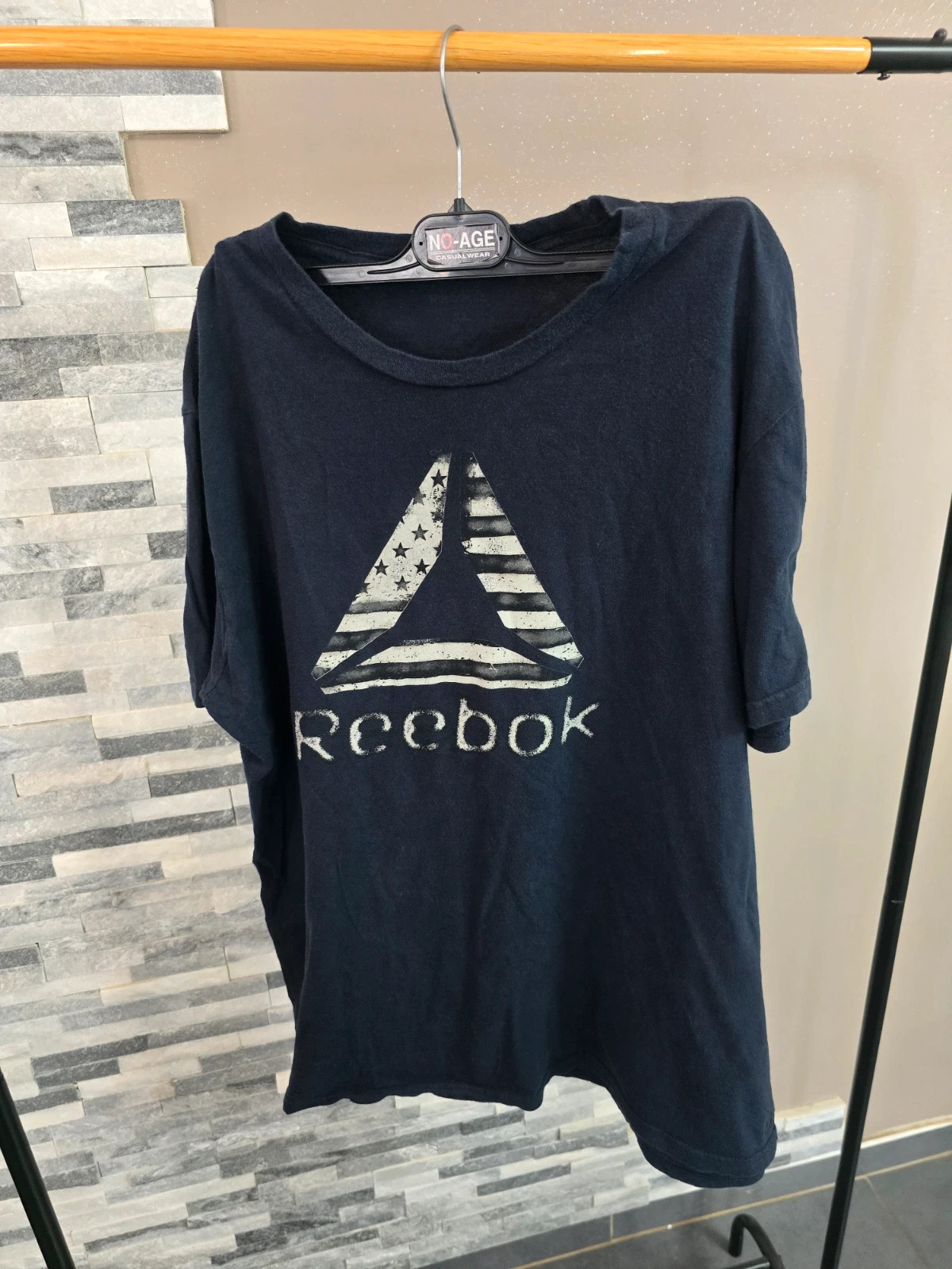 T-shirt Reebok Logo Drapeau US Bleu Marine Taille XL