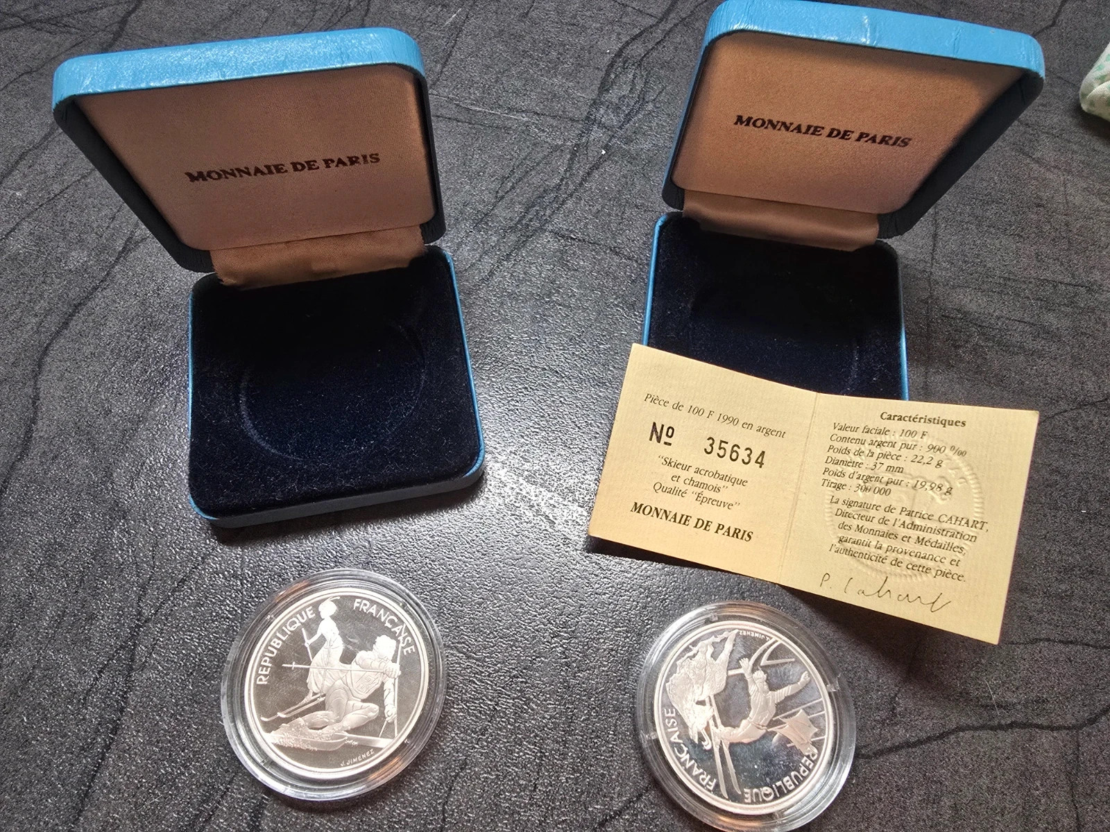 Lot 2 pièces 100 Francs Argent JO Albertville 1992 Monnaie de Paris – Banque de france 3