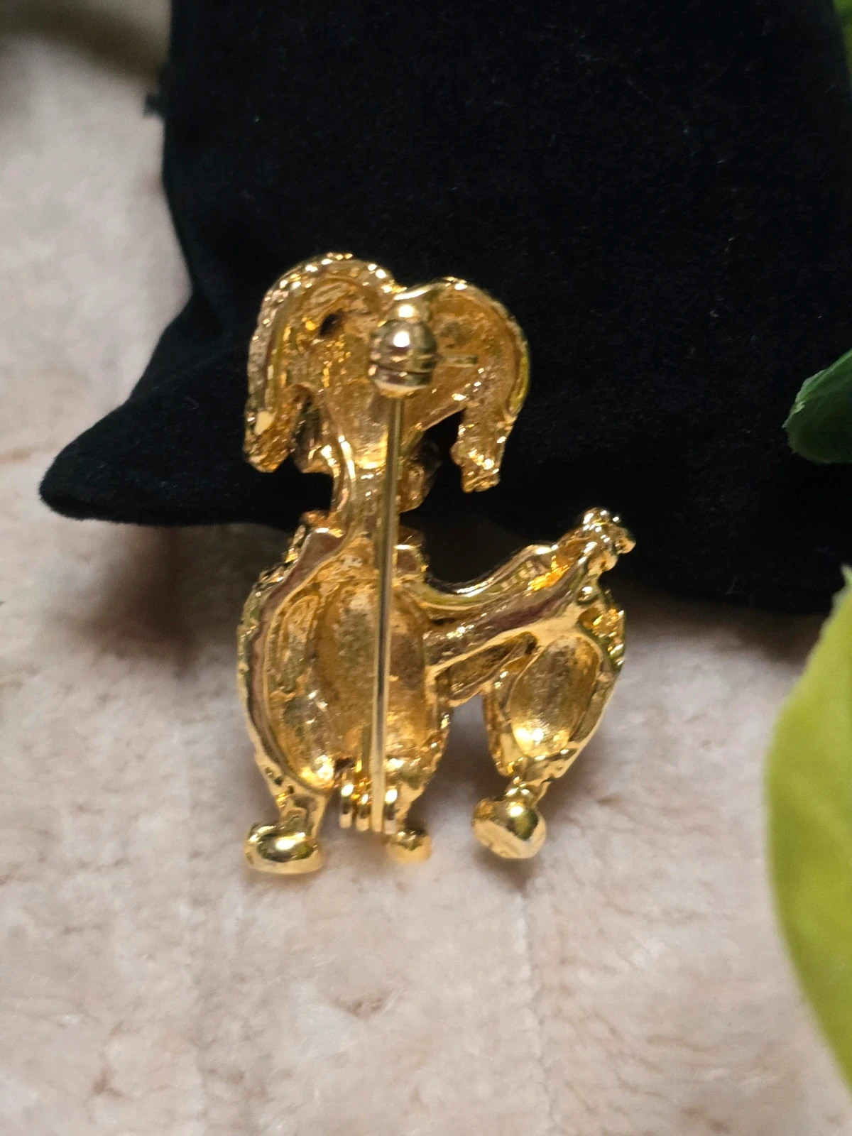 Broche Vintage Caniche Doré & Strass Bijou Animalier Rétro 5