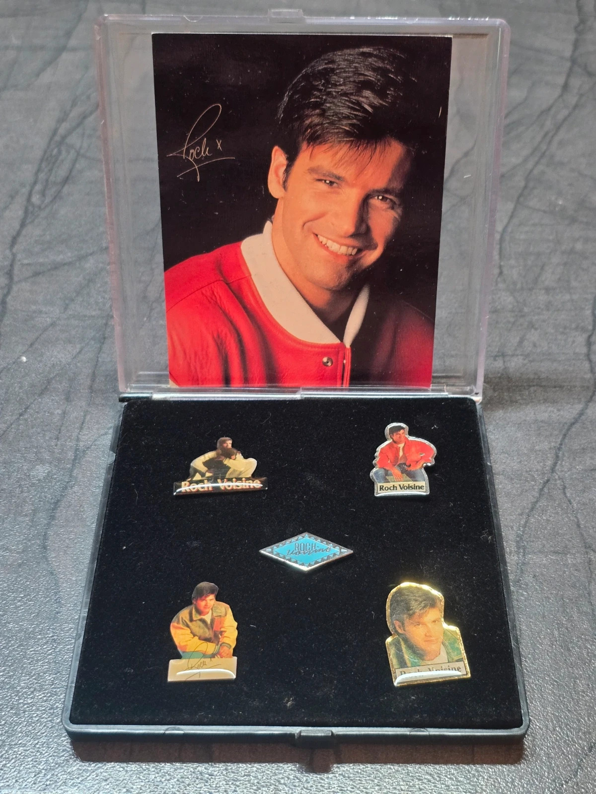 Coffret collector 5 Pin's Roch Voisine Boîtier officiel Polygram 90s 2