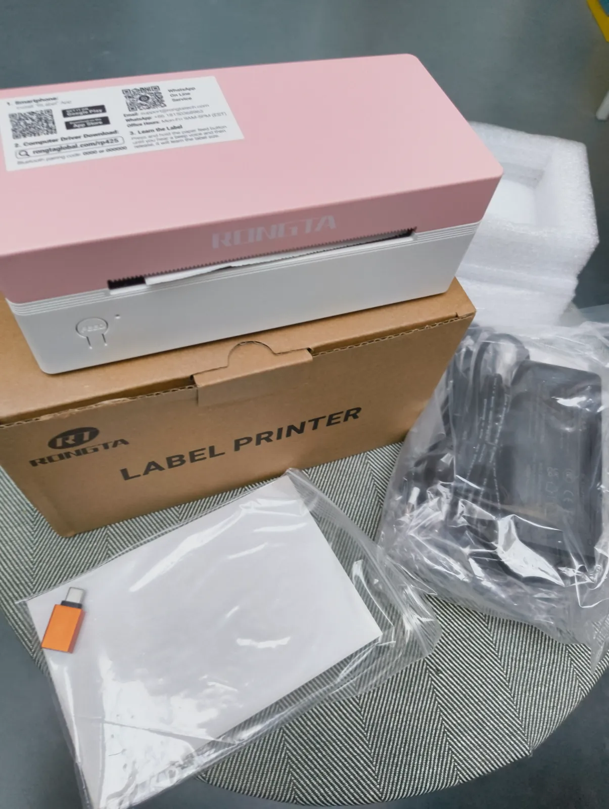 Imprimante d'étiquettes thermique Rongta rose et blanche – Rongta 3