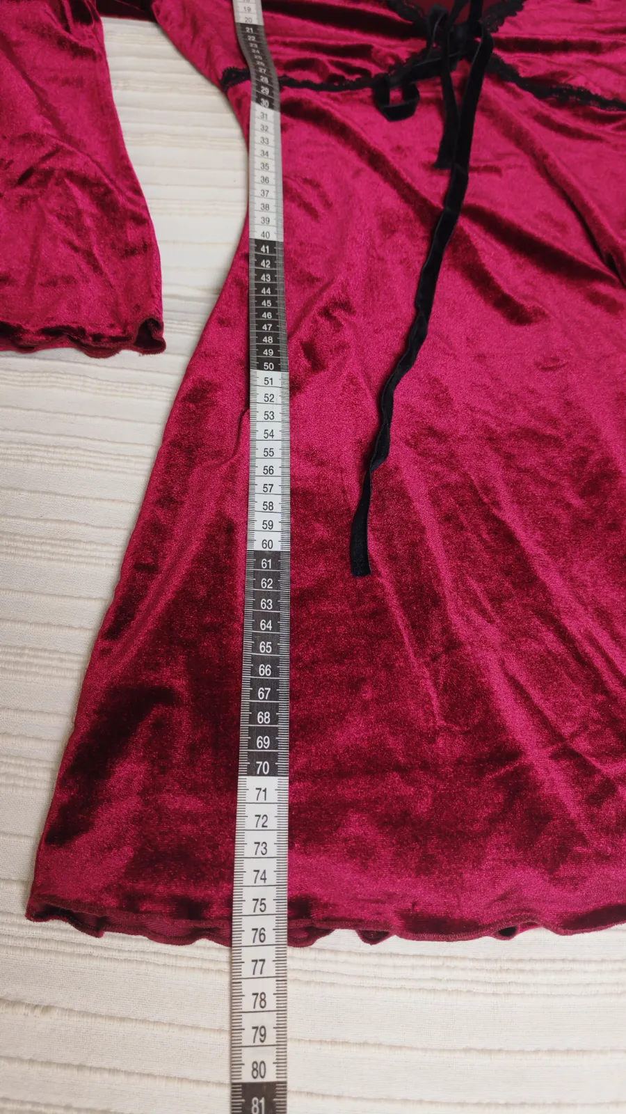 Vestido corto de terciopelo burdeos con encaje – Cider – taille XS 9