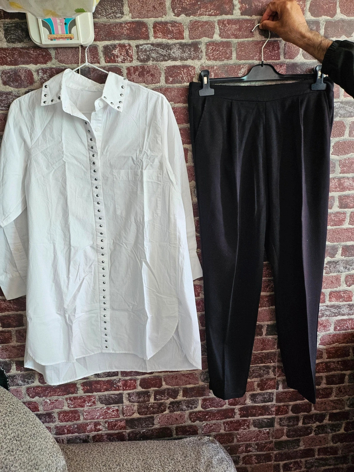 Cotton shirt with dress pent M